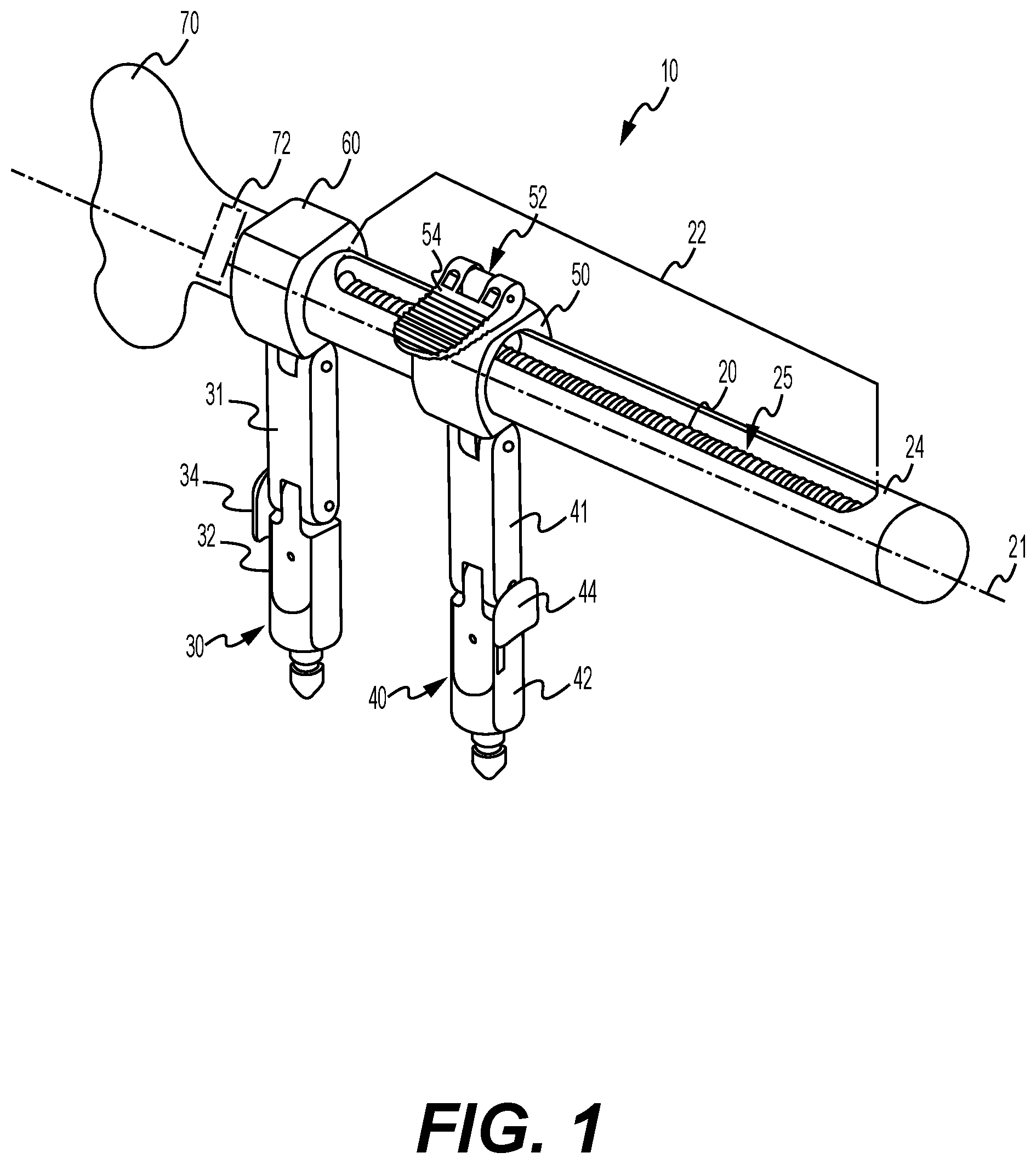 Patent US12551243 Figure 1 – Adjustable, modular instrument and method for spinal manipulation