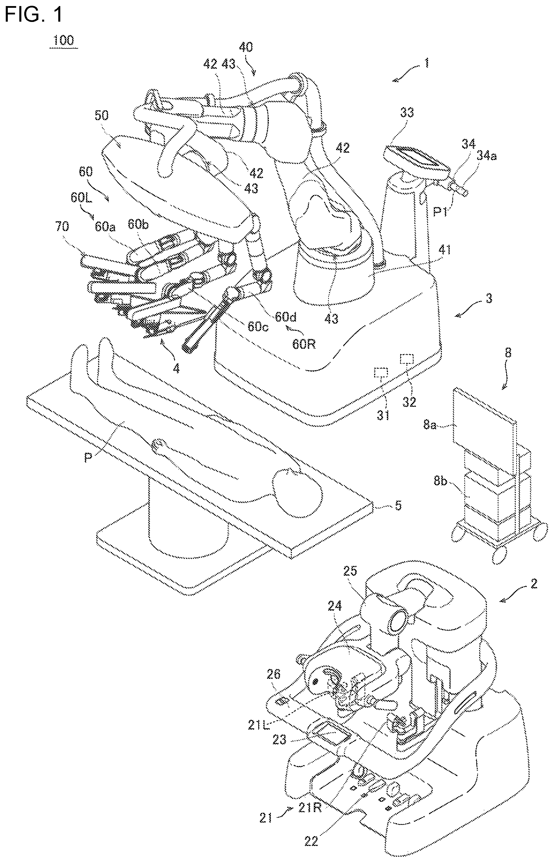 Patent US12551300 Figure 1 – Surgical system displaying graphical user interface on endoscope image