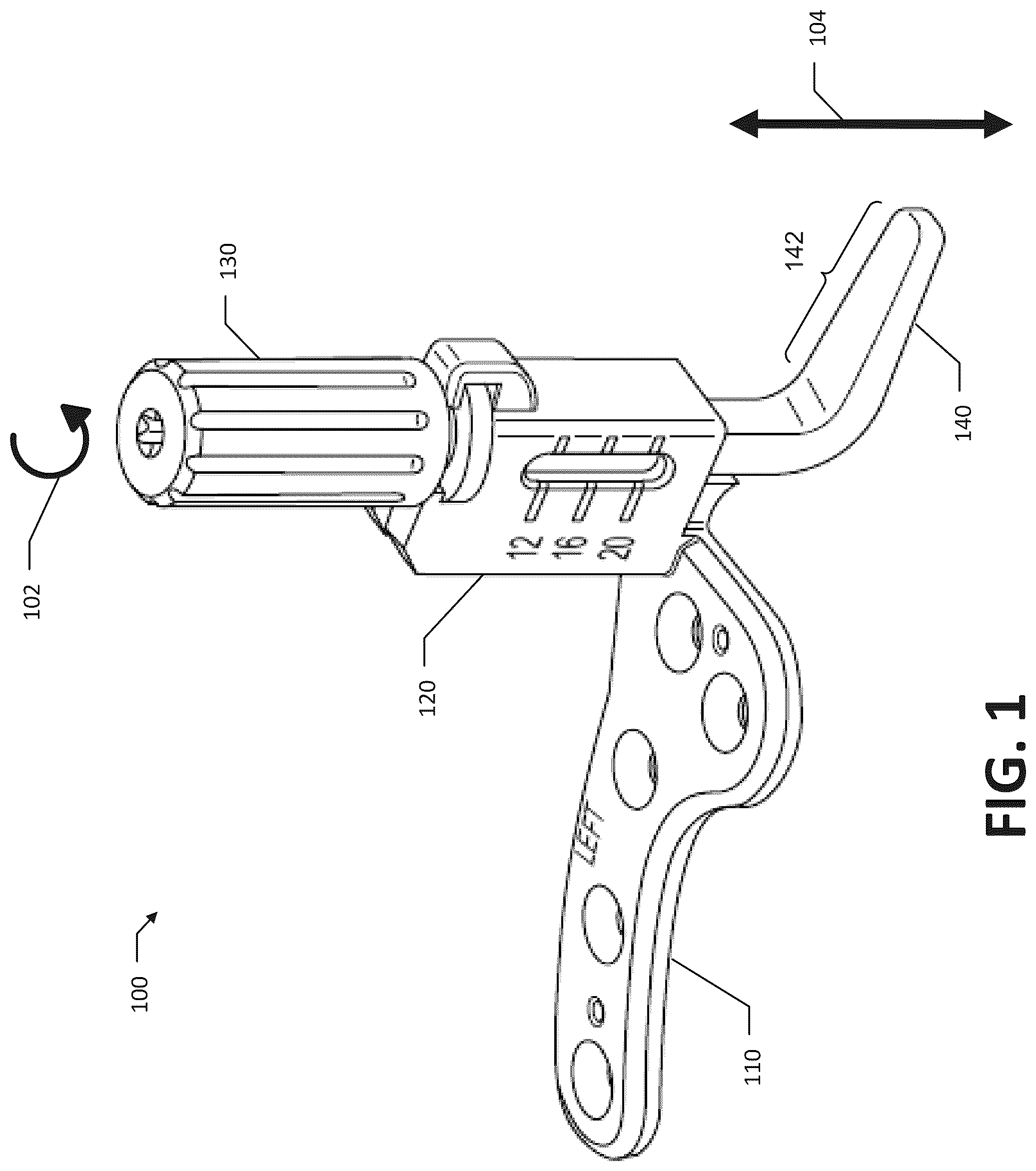 Patent US12551311 Figure 1 – Adjustable clavicle hook plate measurement gauge