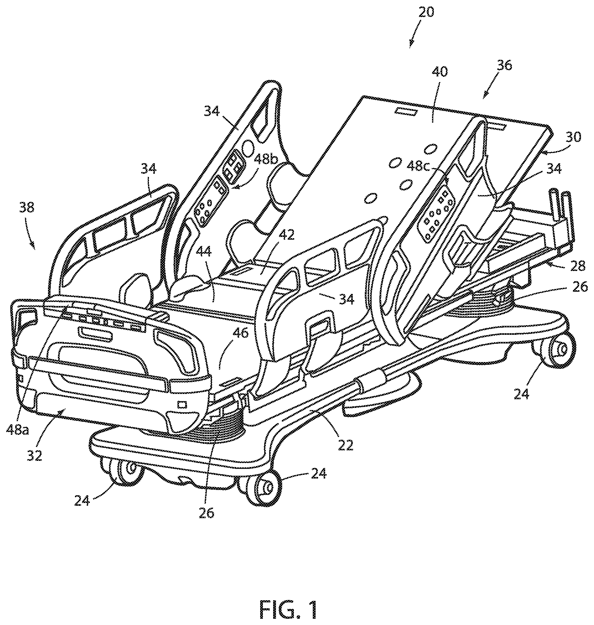 Patent US12551393 — Patient support apparatuses with exit detection systems — Figure 1