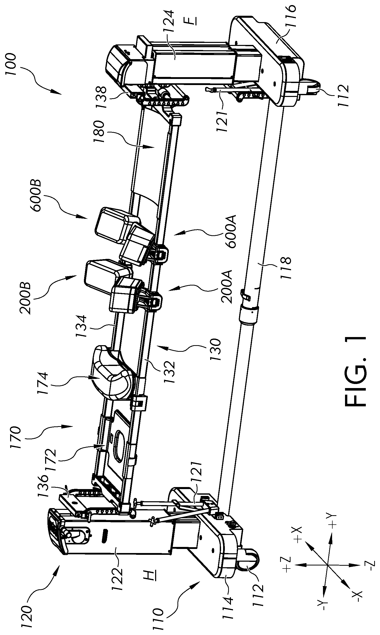 Patent US12551395 Figure 1 – Person support apparatuses including hip and thigh support assemblies