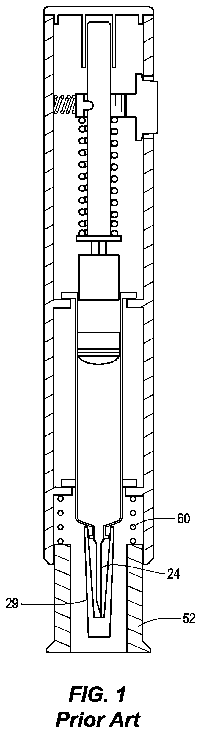 Patent US12551623 — Drug delivery device having a needle guard mechanism with a turnable threshold of resistance to needle guard movement — Figure 1