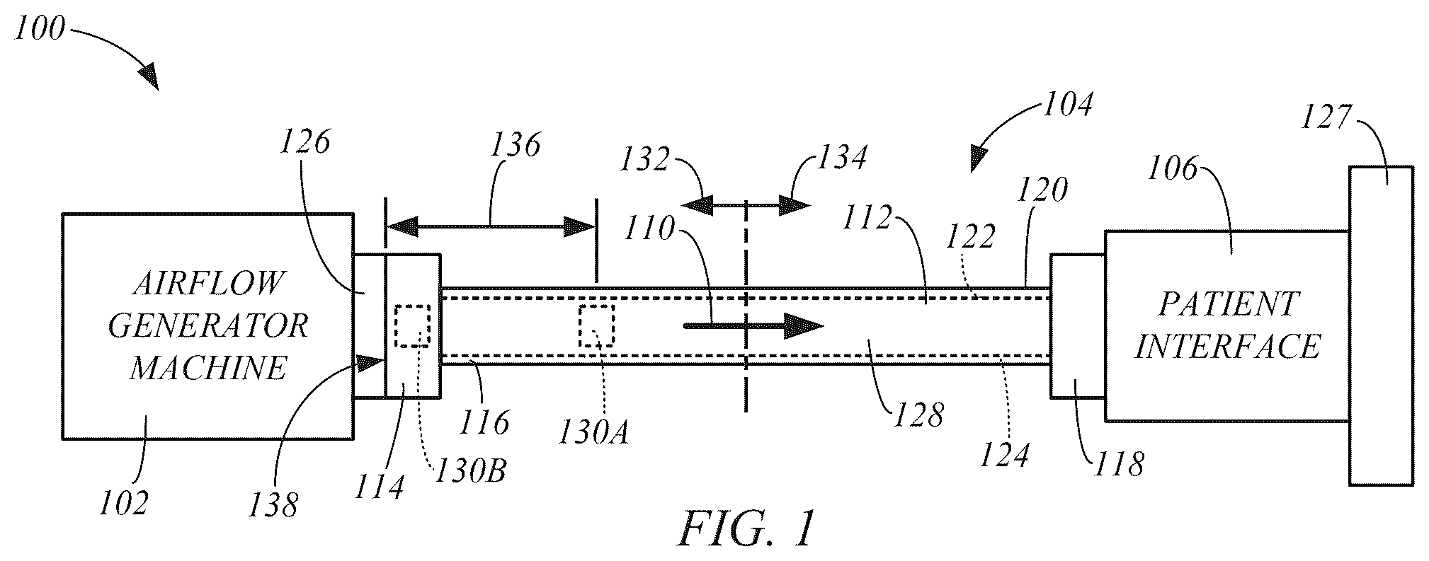 Patent US12551650 Figure 1 – Respiratory apparatus airflow tube