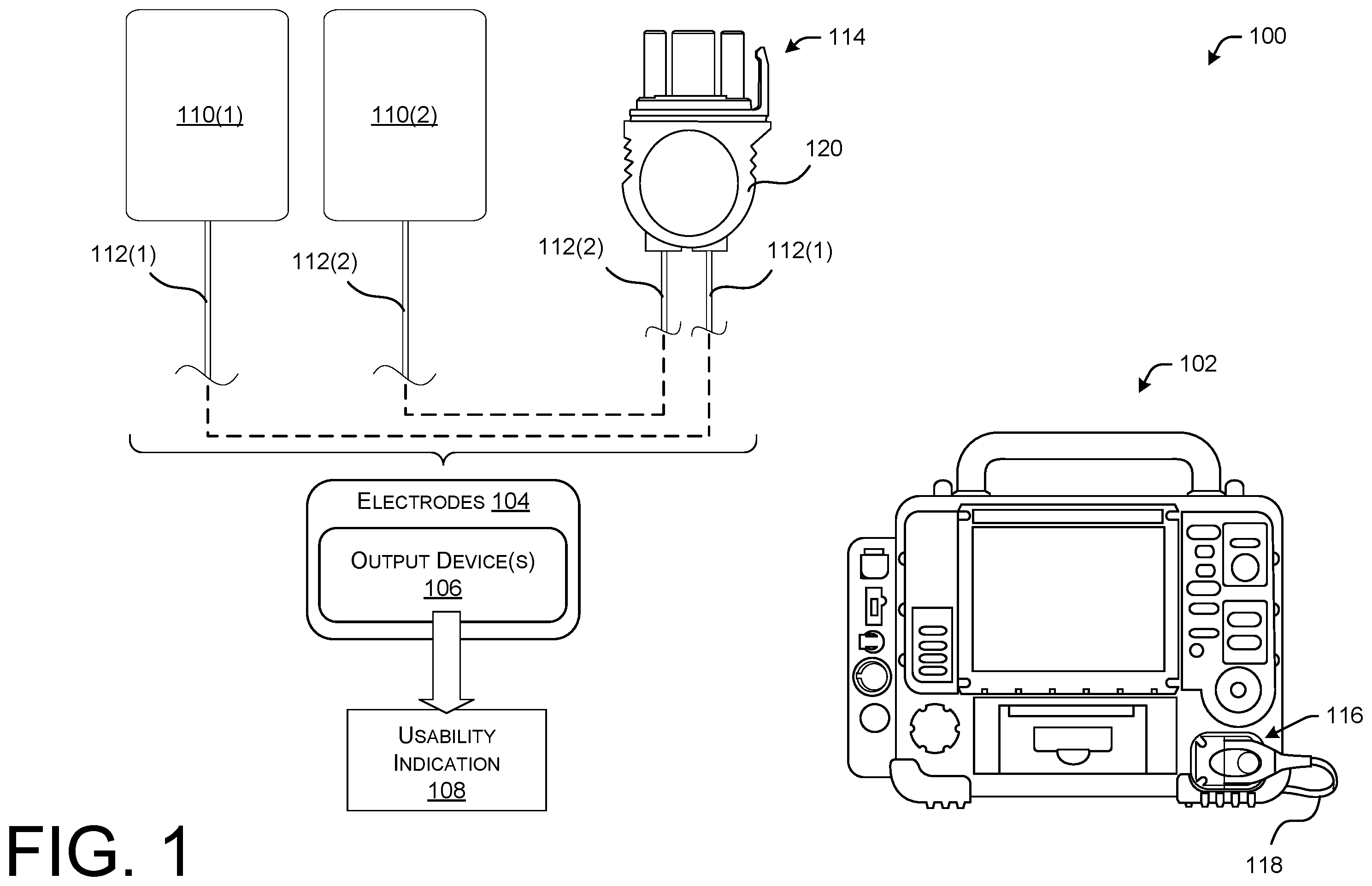 Patent US12551696 — Electrodes with usability indicator — Figure 1