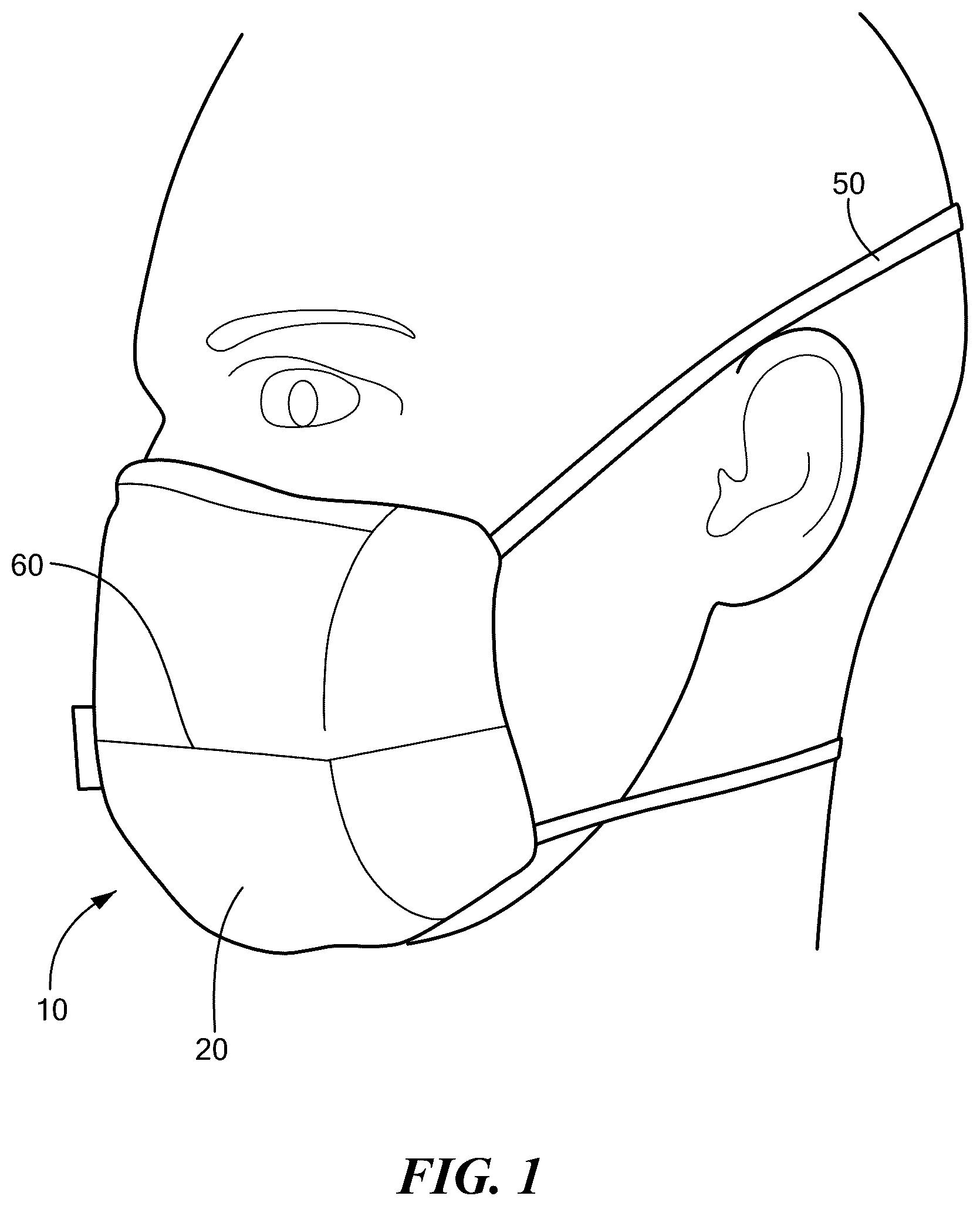 Patent US12551737 — Shaped three dimensional mask with replaceable filter — Figure 1