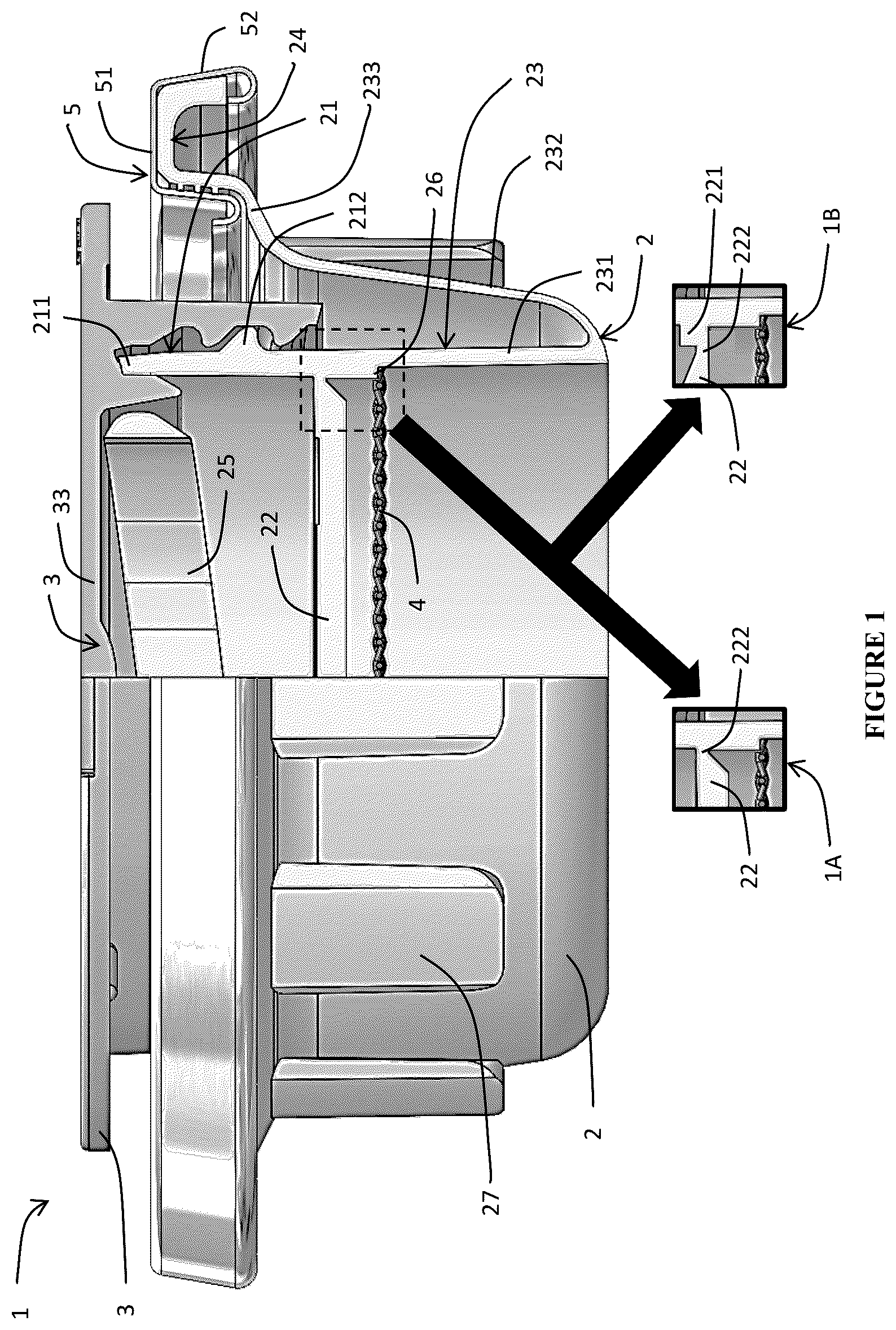 Patent US12551738 — Retractable spout closure system with flame mitigation — Figure 1