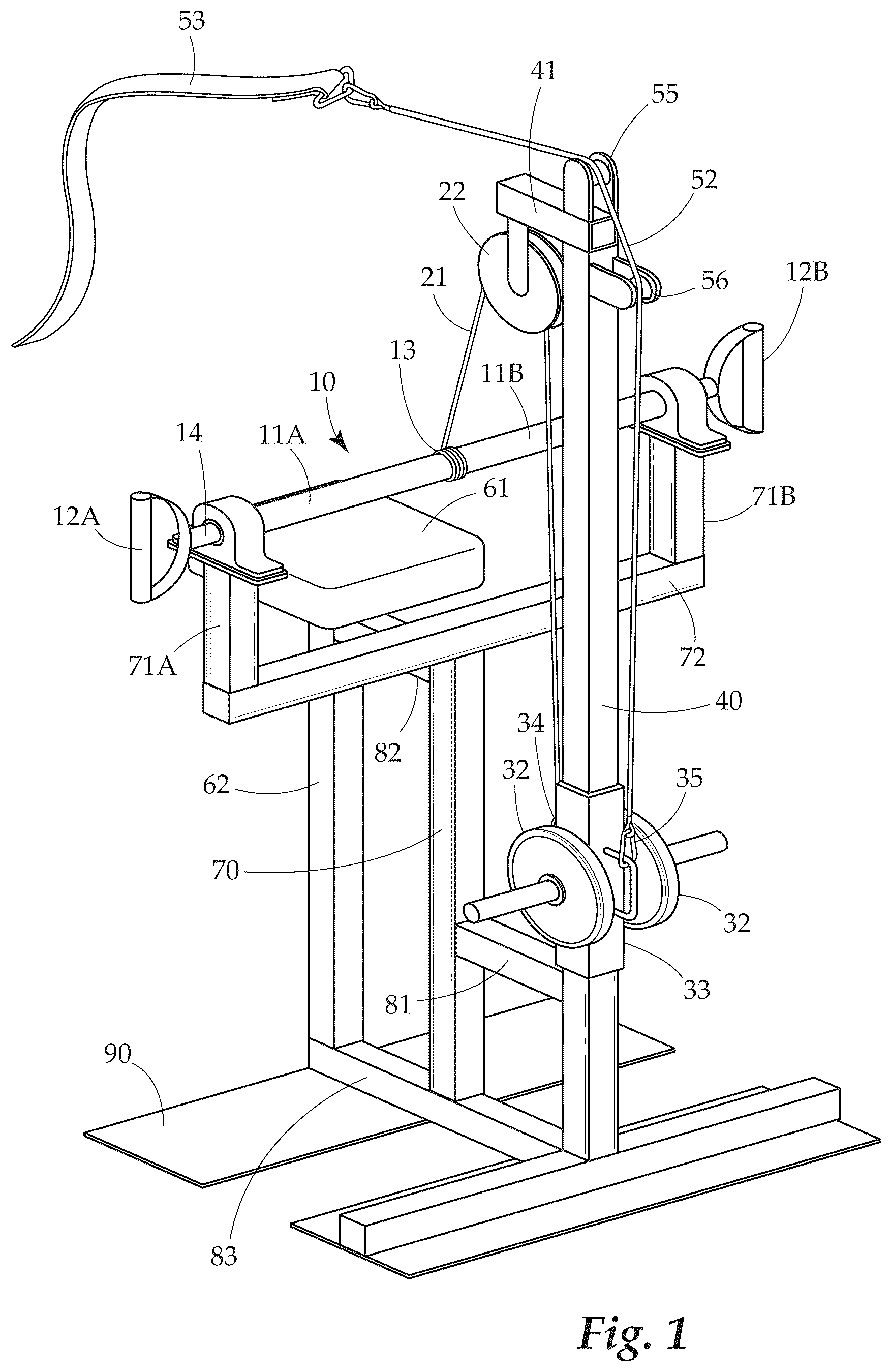 Patent US12551753 Figure 1 – Multi-use strength training device for armwreslters