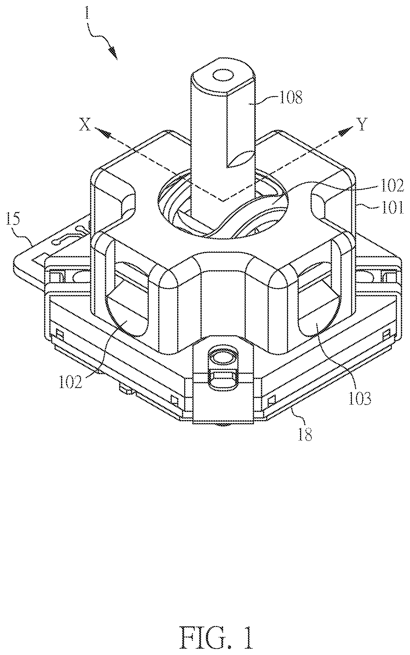 Patent US12551787 — Multi-directional output device — Figure 1