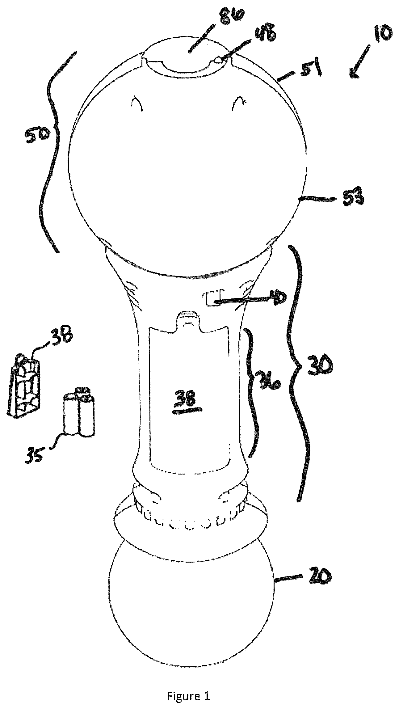 Patent US12551817 Figure 1 – Chomping bubble producing toy