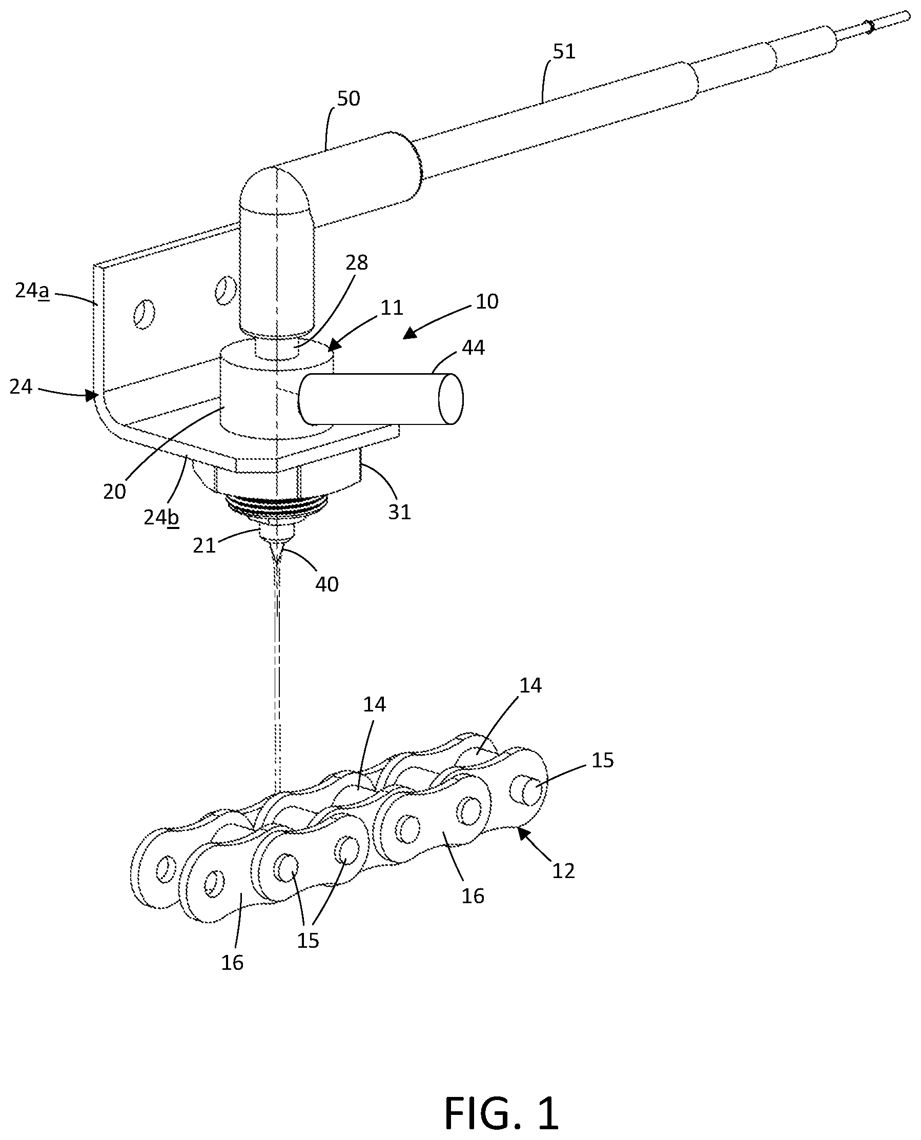 Patent US12551909 — Narrow point electrostatic spray nozzle assembly and lubricant dispensing system — Figure 1