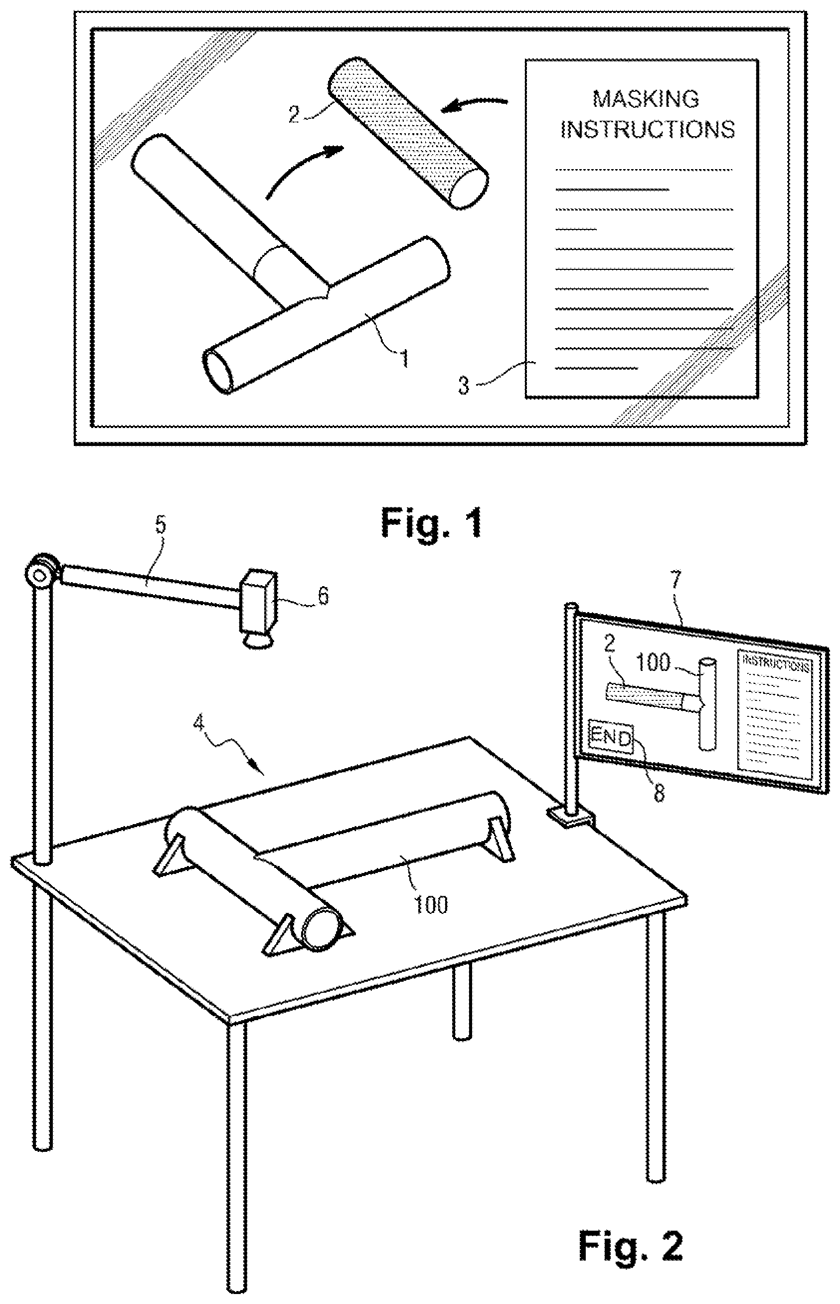 Patent US12551923 Figure 1 – Method for aiding the masking of workpiece surfaces to be painted or treated