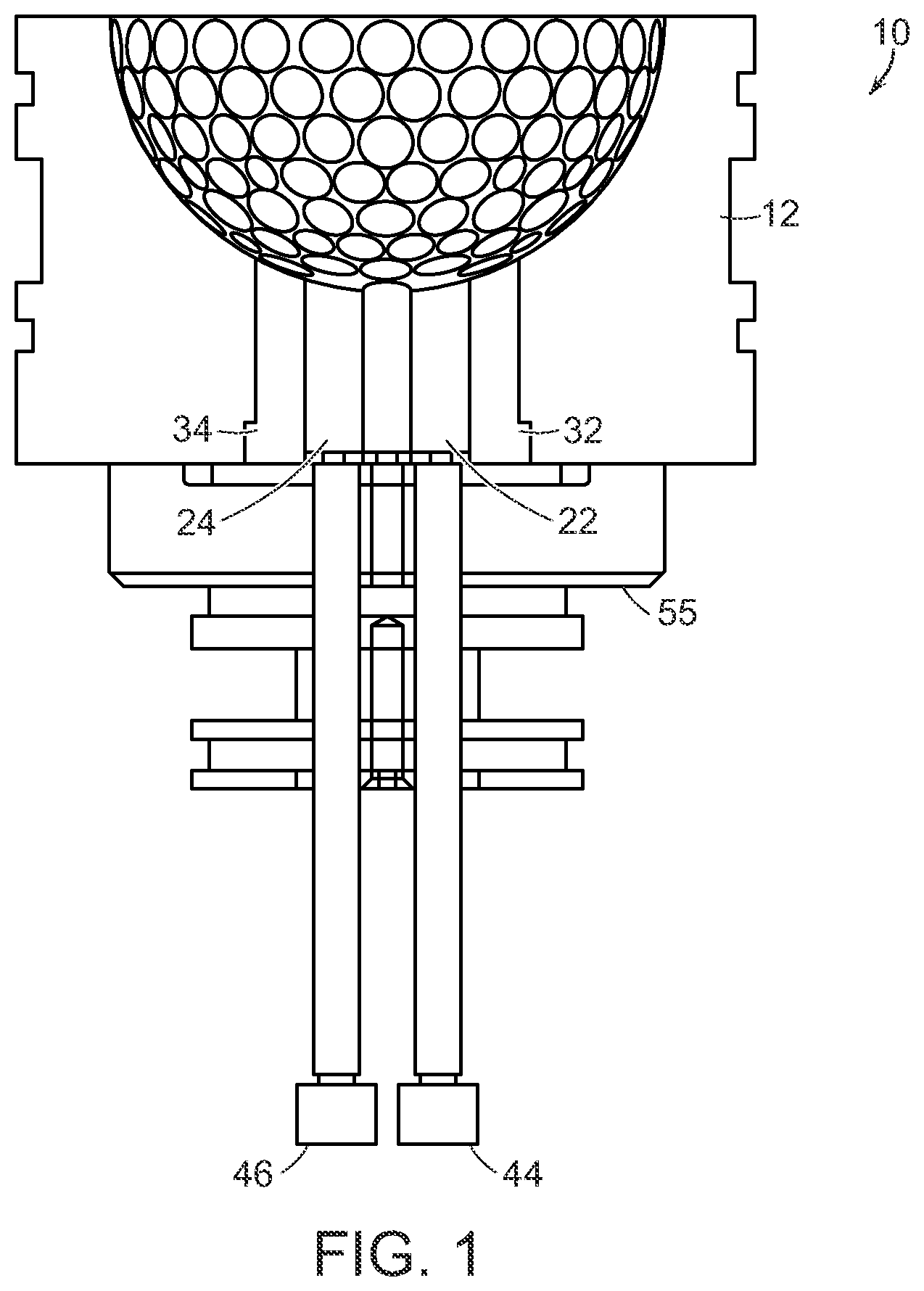 Patent US12552079 — Molds for molding golf balls incorporating a thermoplastic polyurethane cover — Figure 1