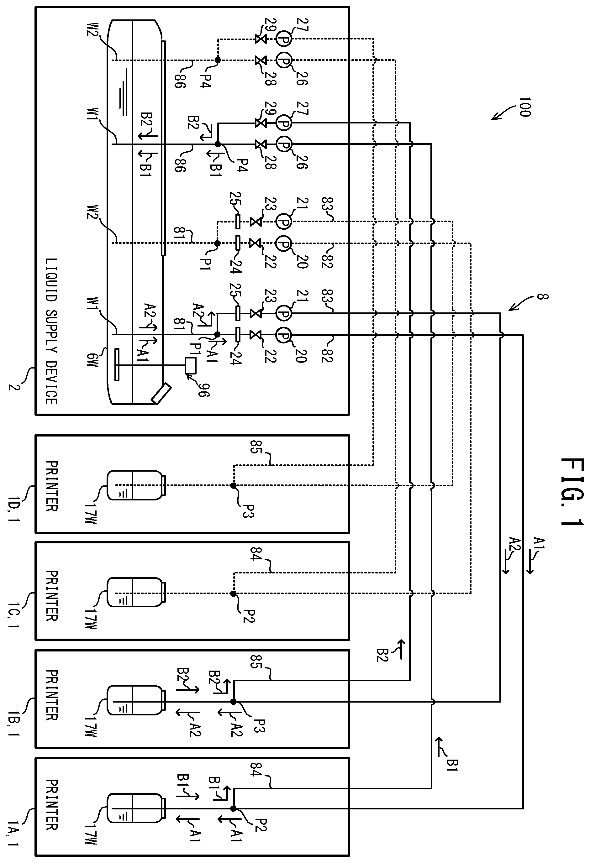Patent US12552175 — Liquid supply system, control method, non-transitory computer-readable medium storing computer-readable instructions, and liquid supply device — Figure 1