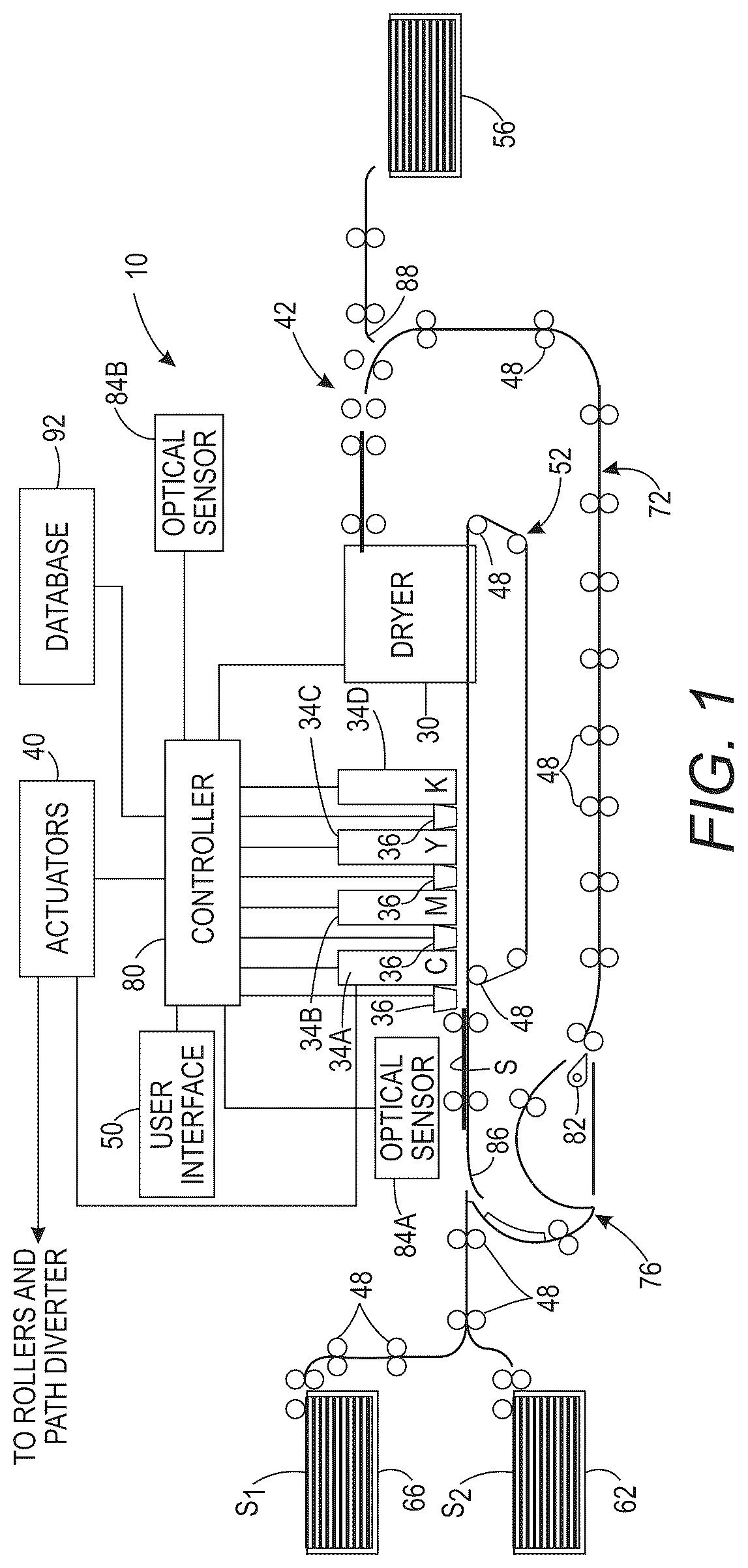 Patent US12552181 Figure 1 – Inkjet printer with image dryer for improving ink image quality in an aqueous inkjet printer