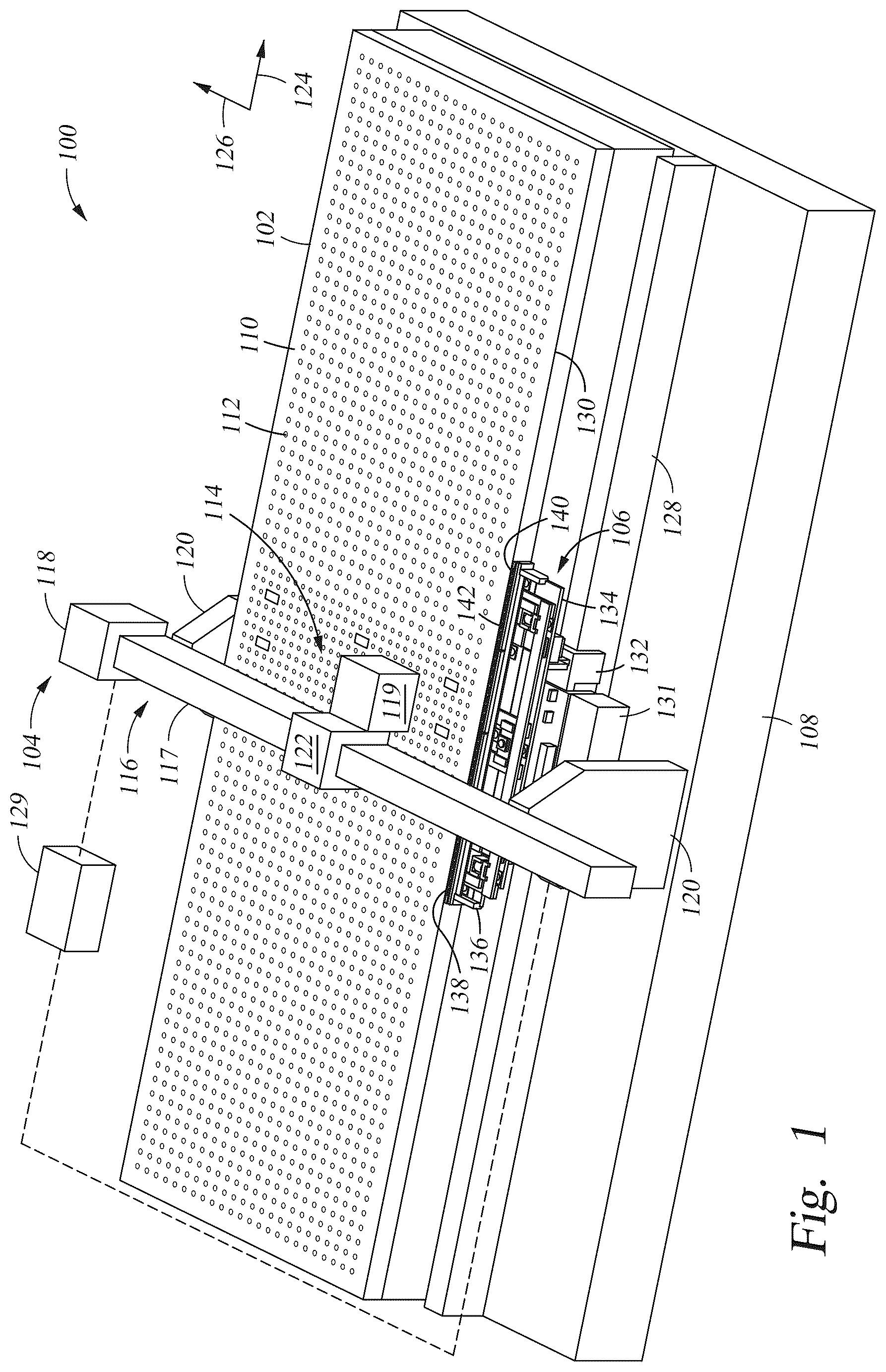 Patent US12552183 Figure 1 – Inkjet printer with substrate height position control