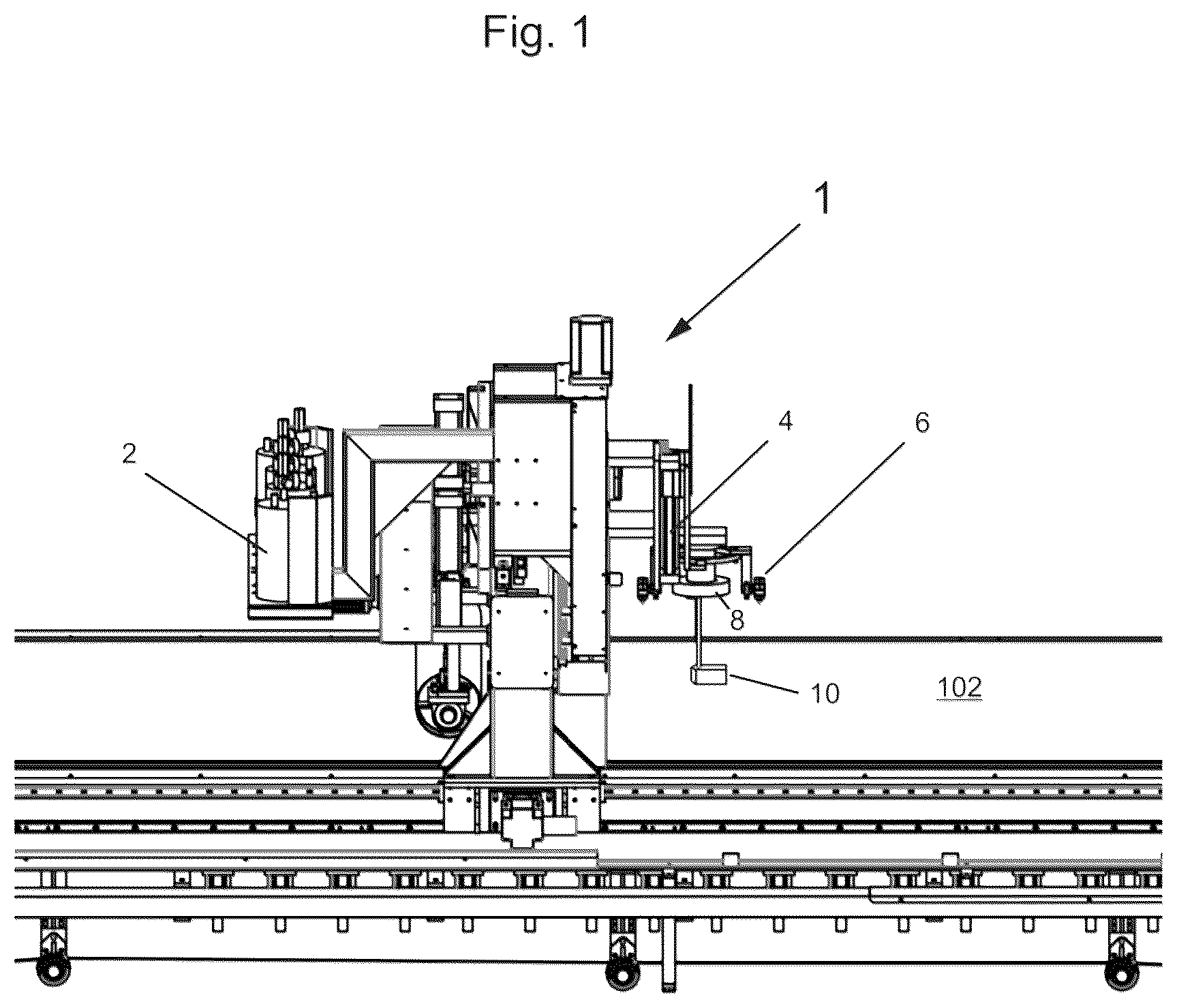 Patent US12552196 — Method and apparatus for producing engineered stone slabs — Figure 1