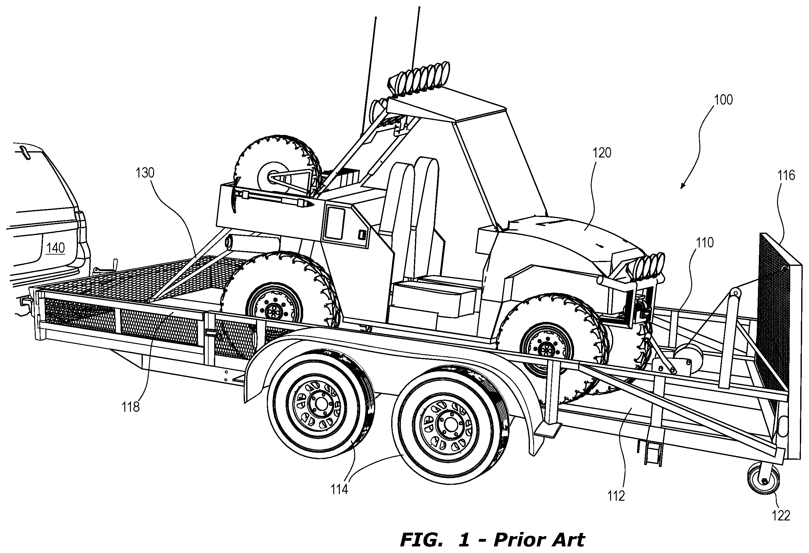 Patent US12552216 — Adjustable height single axle trailer — Figure 1