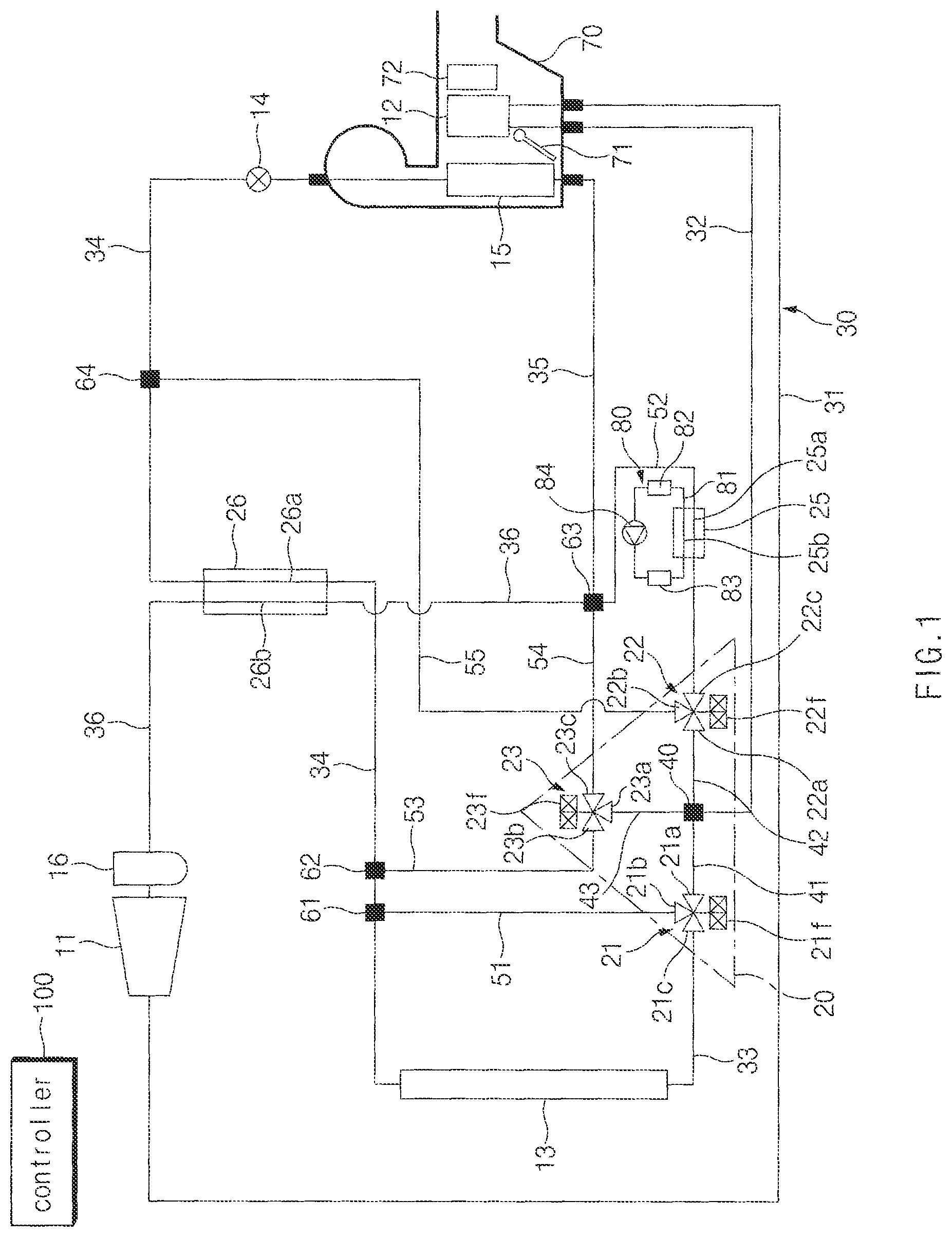 Patent US12552229 Figure 1 – Vehicle HVAC system