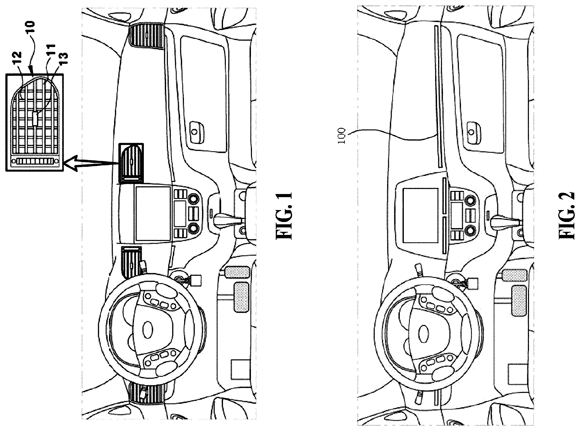 Patent US12552230 Figure 1 – Wind direction controlling device of slim-type air vent for automobile