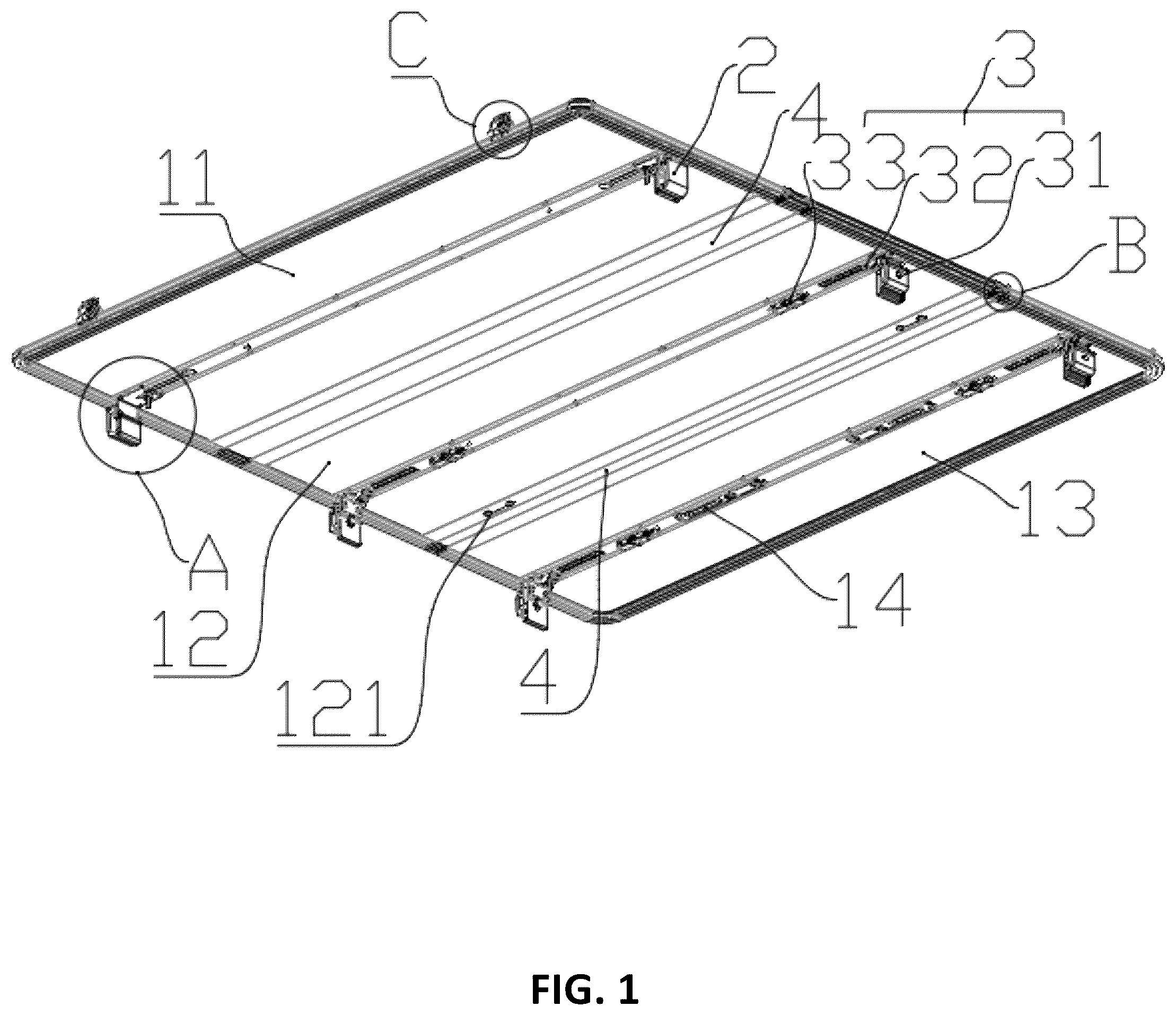 Patent US12552235 Figure 1 – Pickup truck rear compartment cover