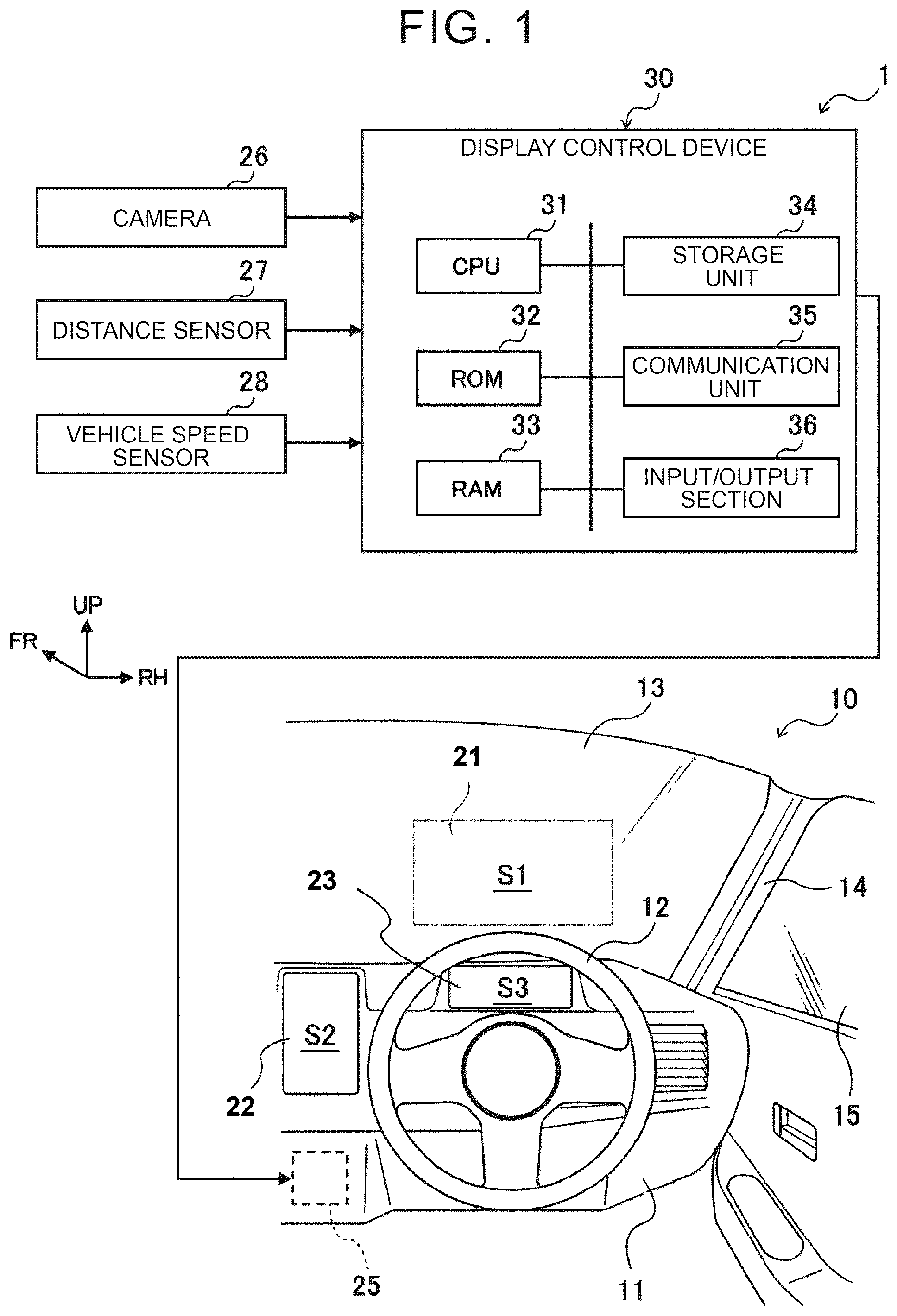 Patent US12552254 — Display control device, display system, and display control method — Figure 1
