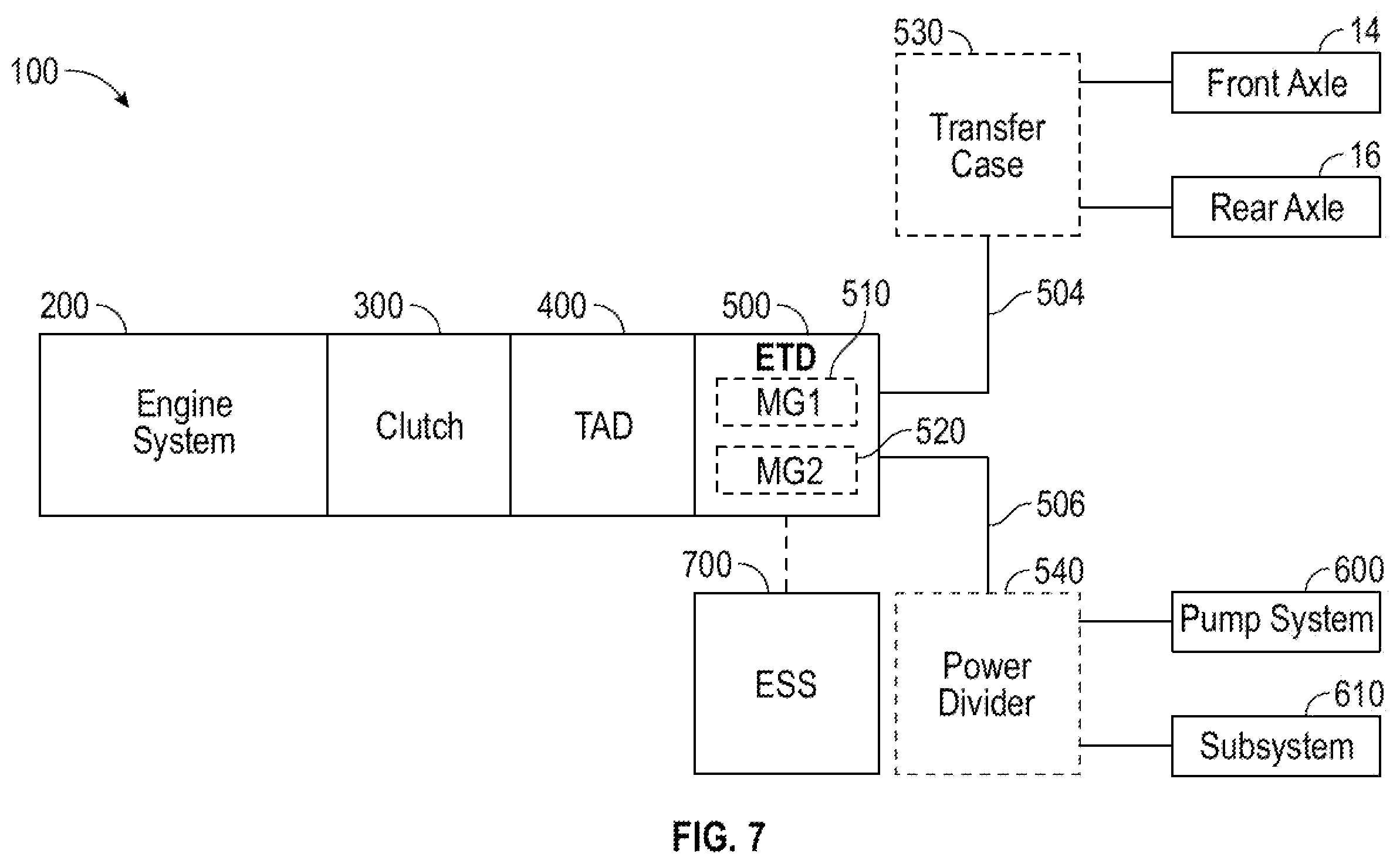 Patent US12552278 Figure 7 – Charging system for a fire fighting vehicle