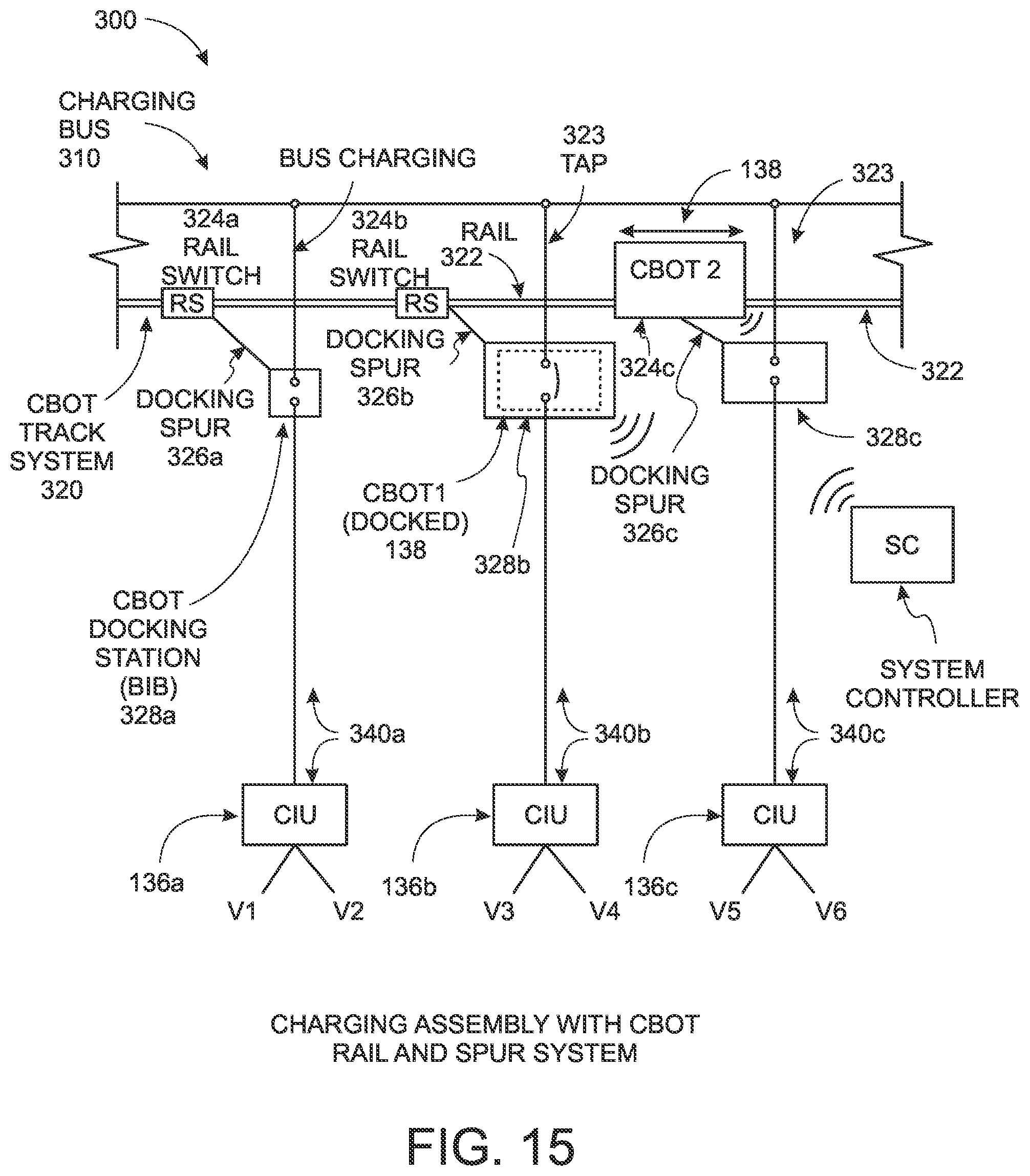 Patent US12552279 Figure 14 – Electric vehicle charging system with charging robot rail switch