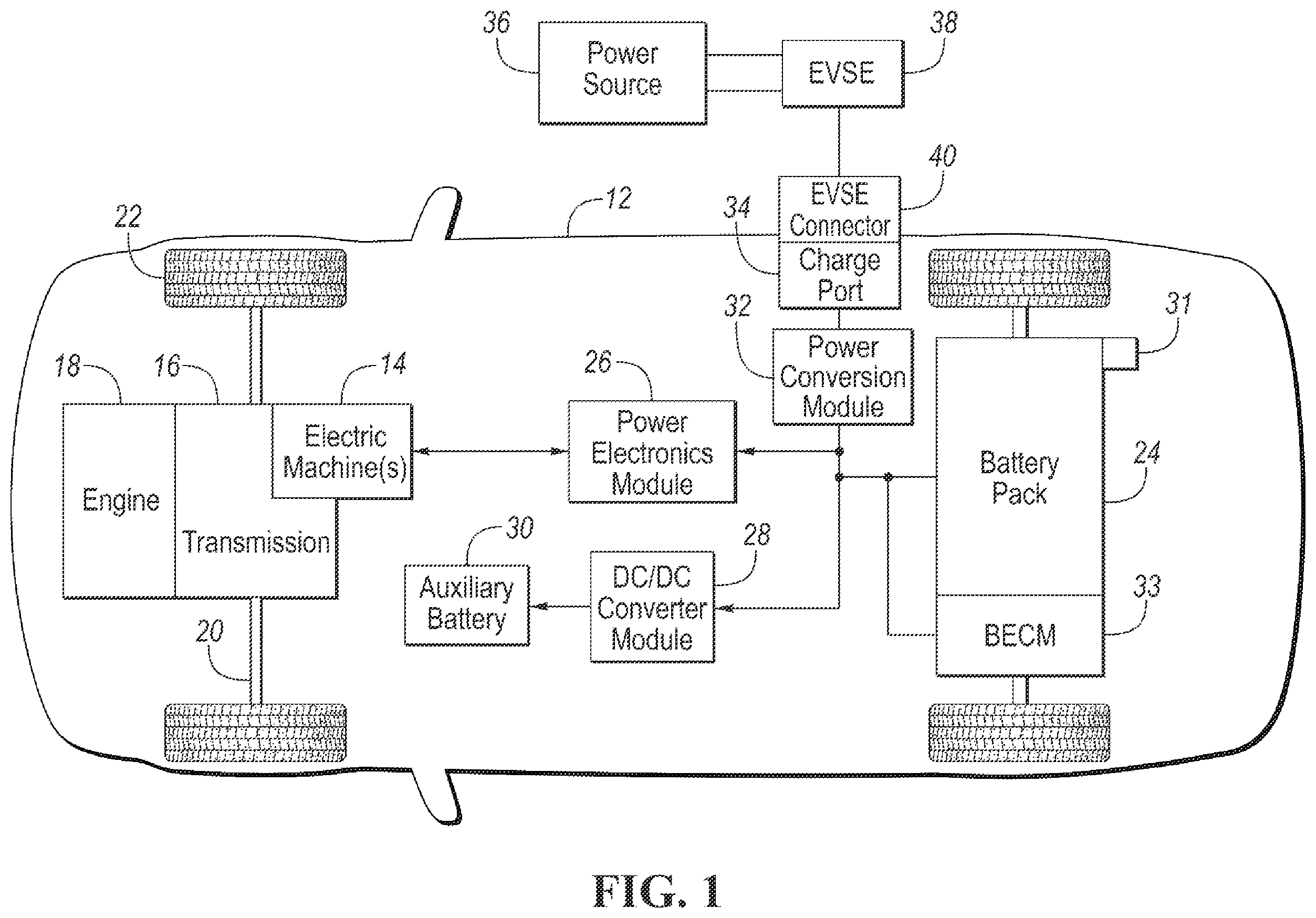 Patent US12552280 Figure 1 – Translatable induction charging system