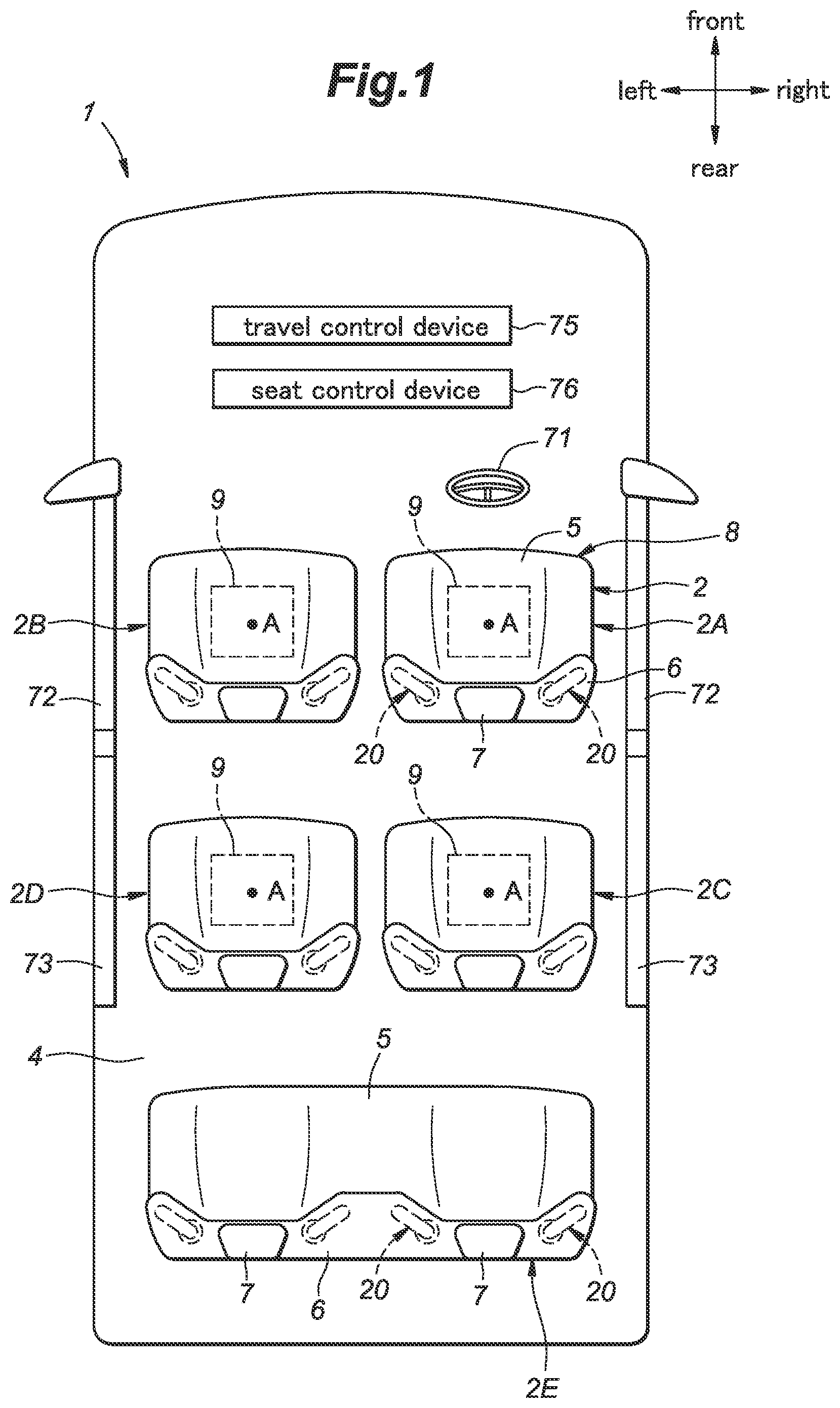 Patent US12552295 Figure 1 – Vehicle seat