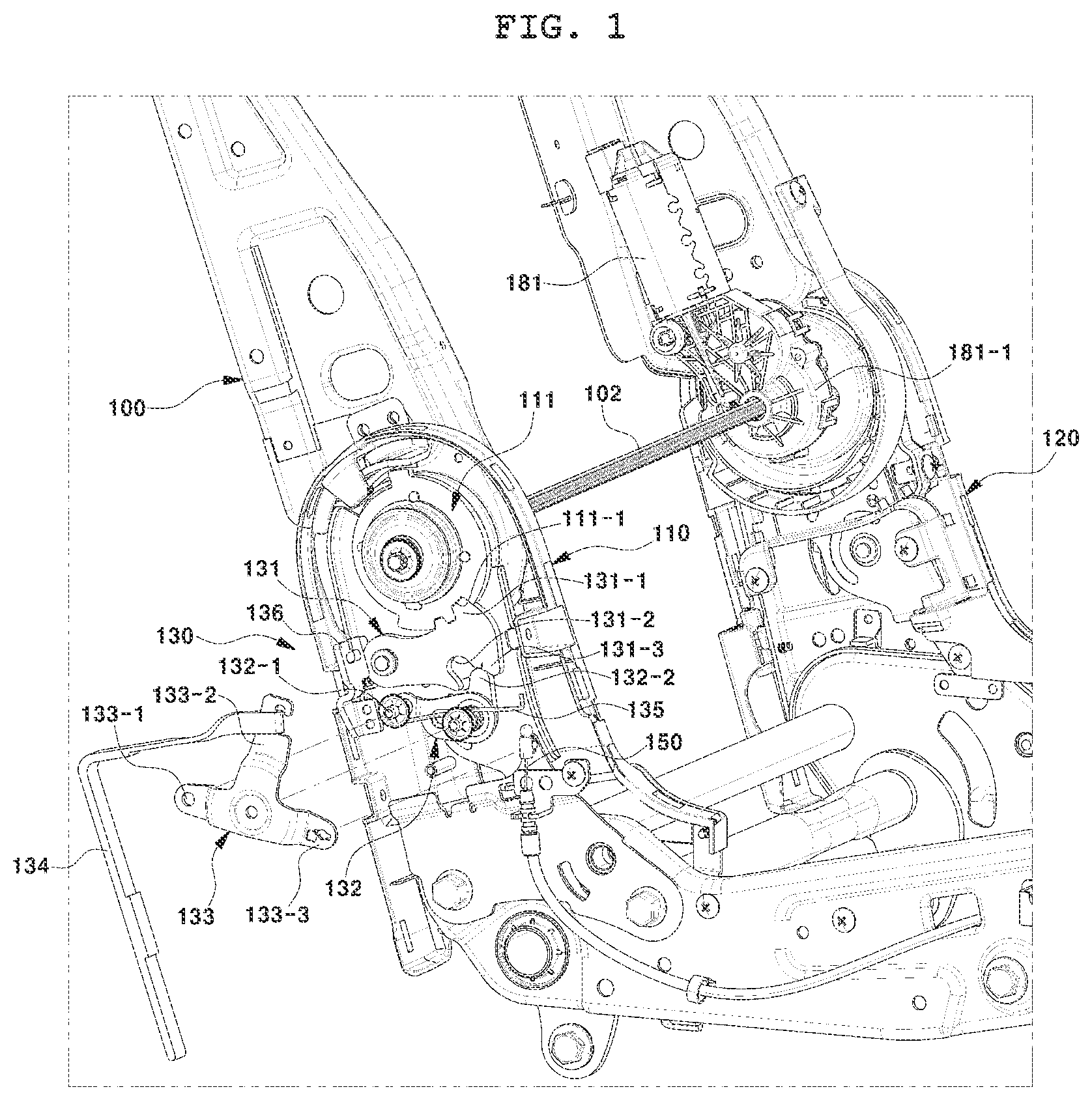 Patent US12552298 Figure 1 – Manual seatback folding apparatus of electric seat for vehicle