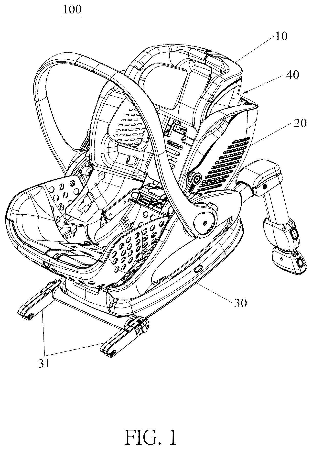 Patent US12552302 — Headrest support structure and infant carrier thereof — Figure 1