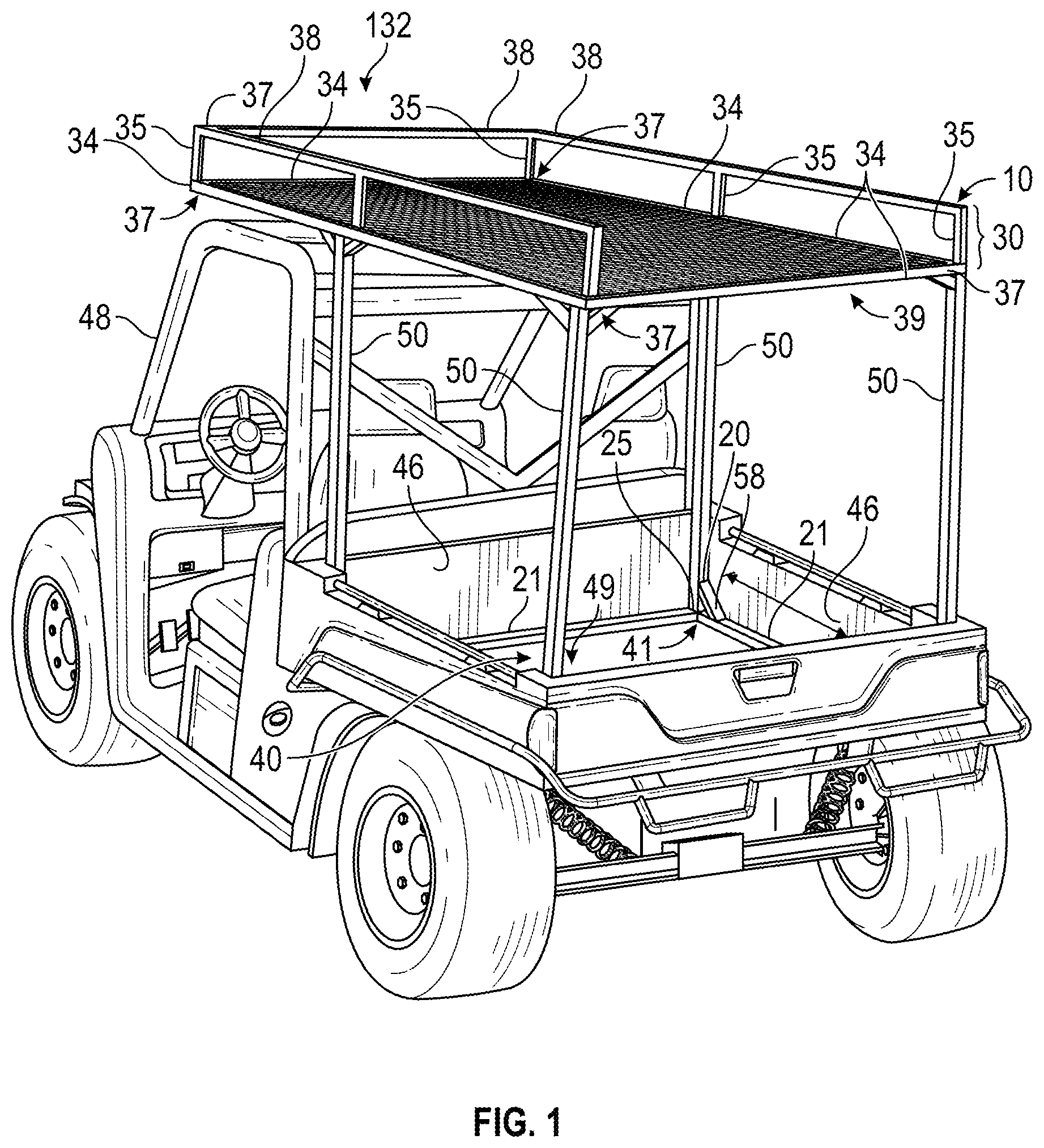 Patent US12552323 Figure 1 – Cargo rack and collapsible stand