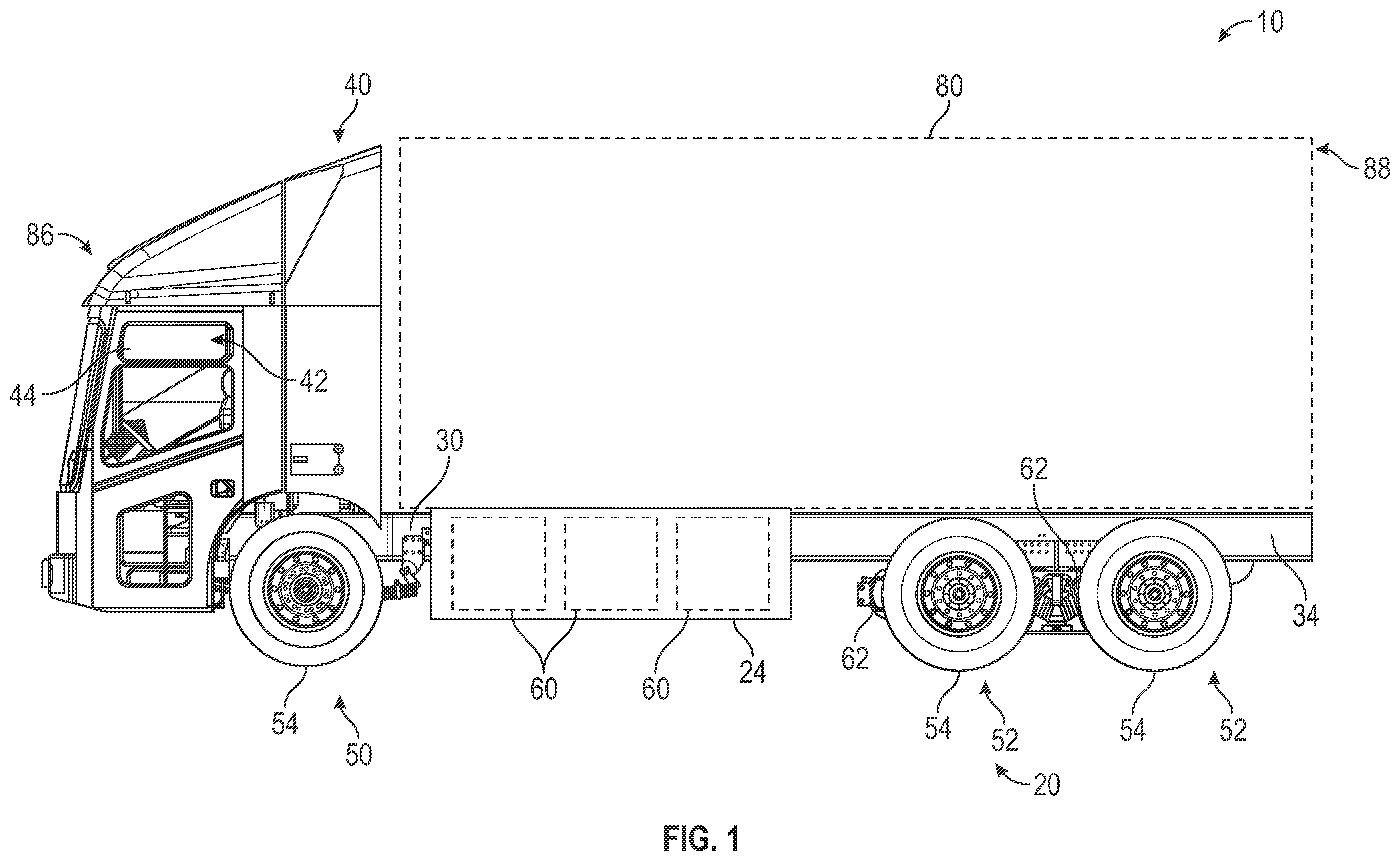Patent US12552339 Figure 1 – Hydraulic systems and methods for a vehicle with a common pump supplying steering and braking functions