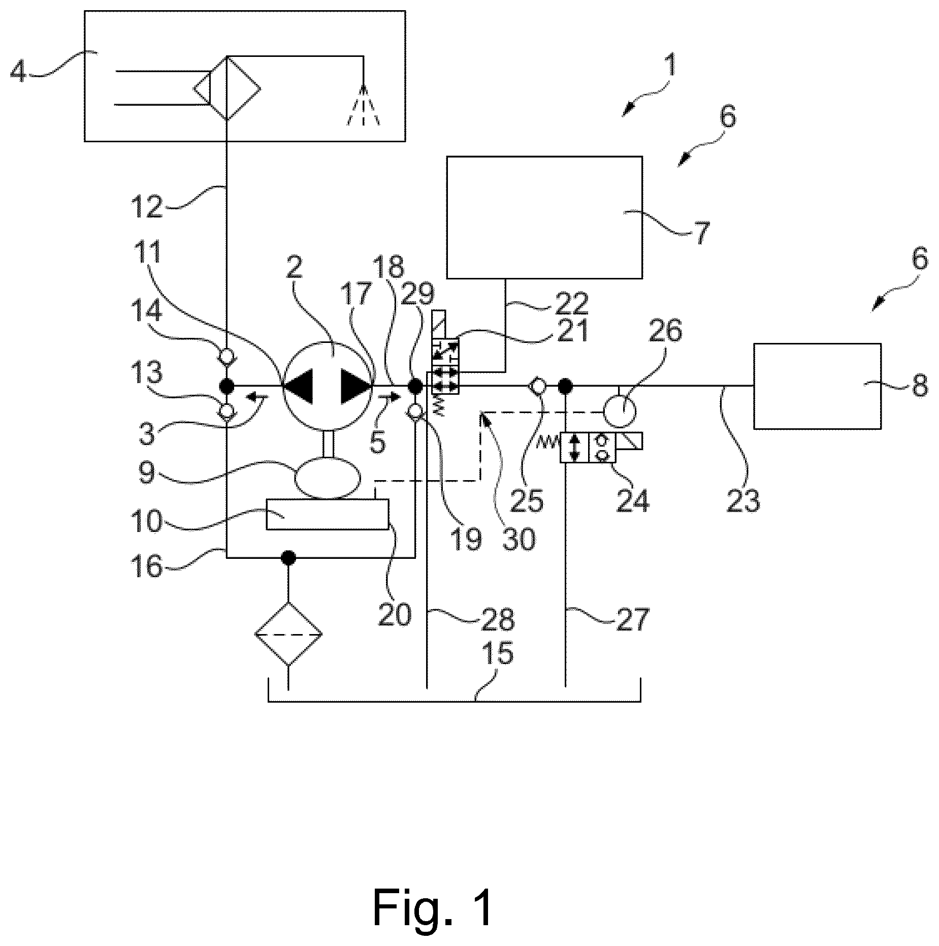 Patent US12552340 Figure 1 – Method for detecting a safe state of a valve of a hydraulic system