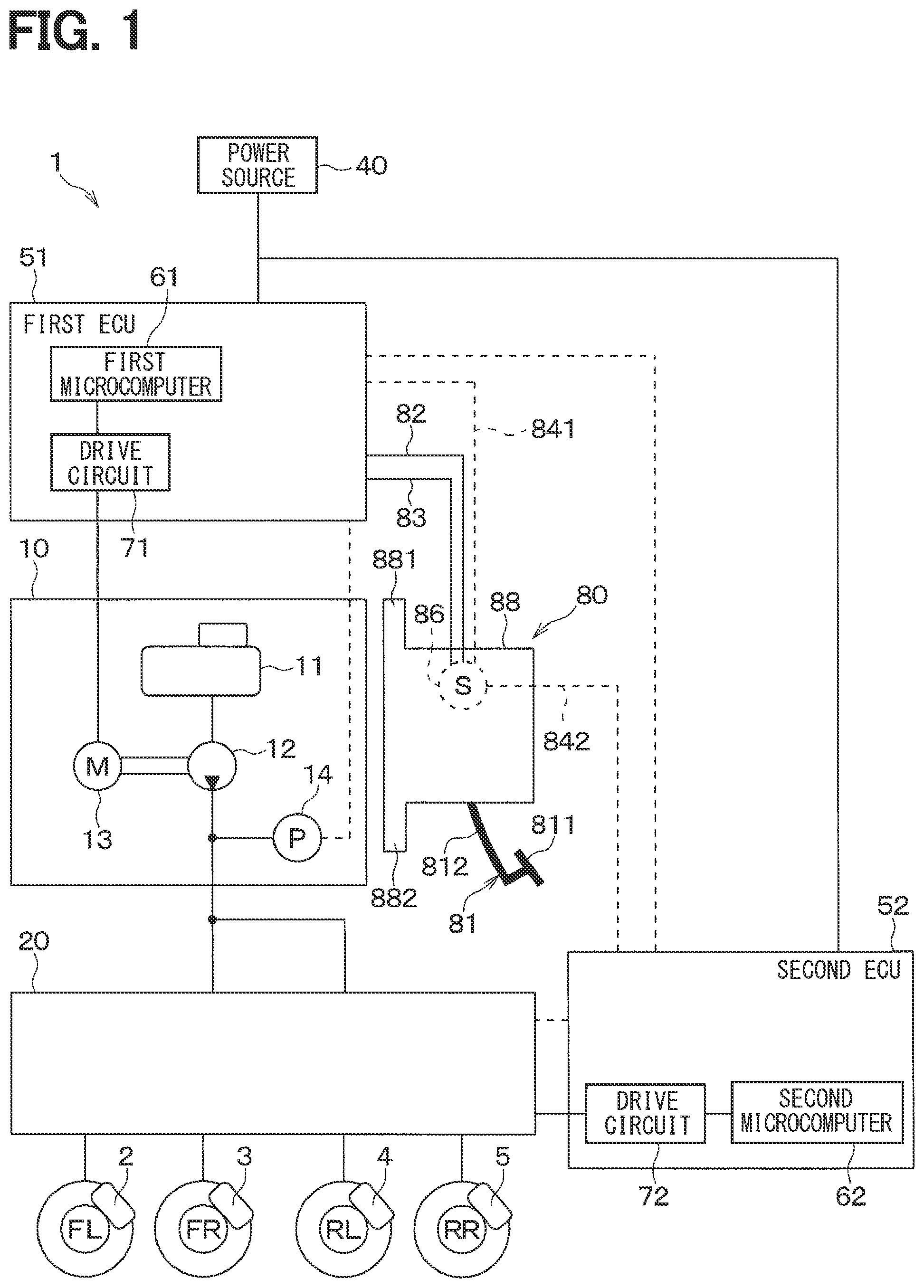 Patent US12552355 — Brake device for vehicle — Figure 1