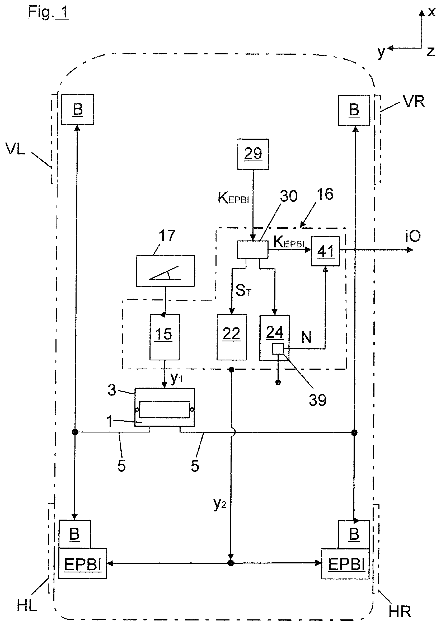 Patent US12552359 — Test arrangement for functional testing of a vehicle brake control system — Figure 1