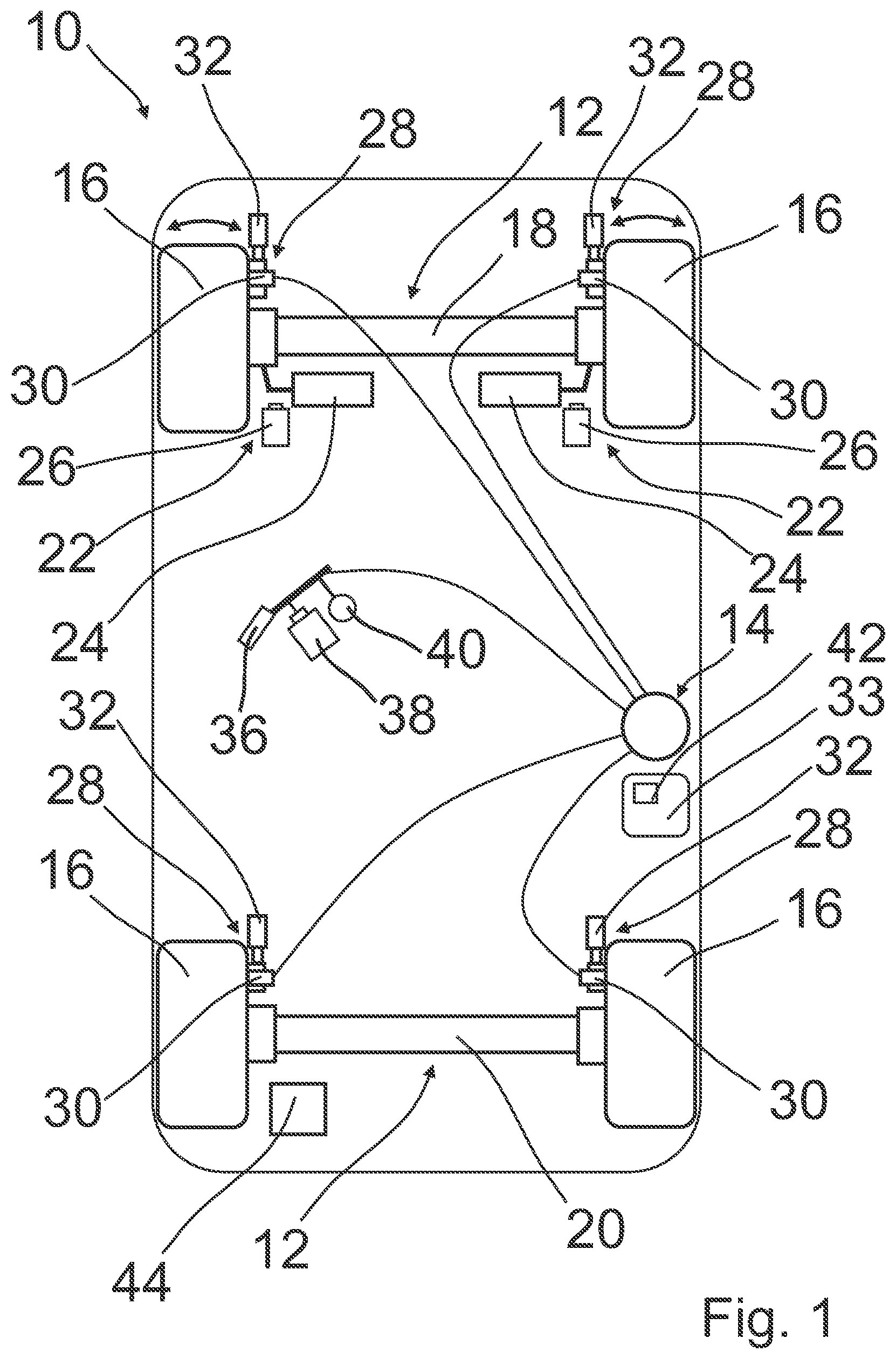 Patent US12552362 Figure 1 – Method and apparatus for compensating a yaw moment acting on a vehicle