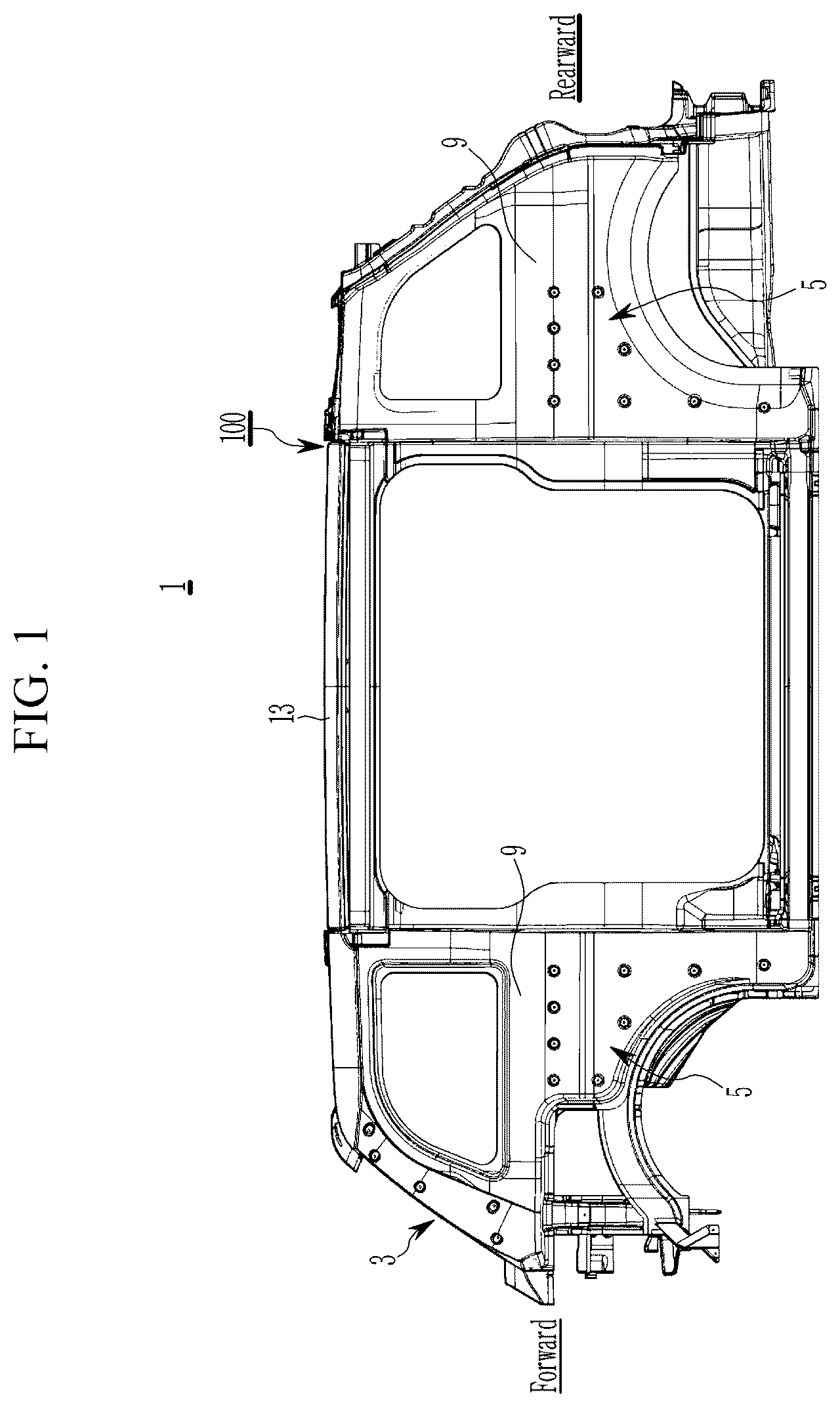 Patent US12552461 — Roof reinforcement structure for vehicle — Figure 1