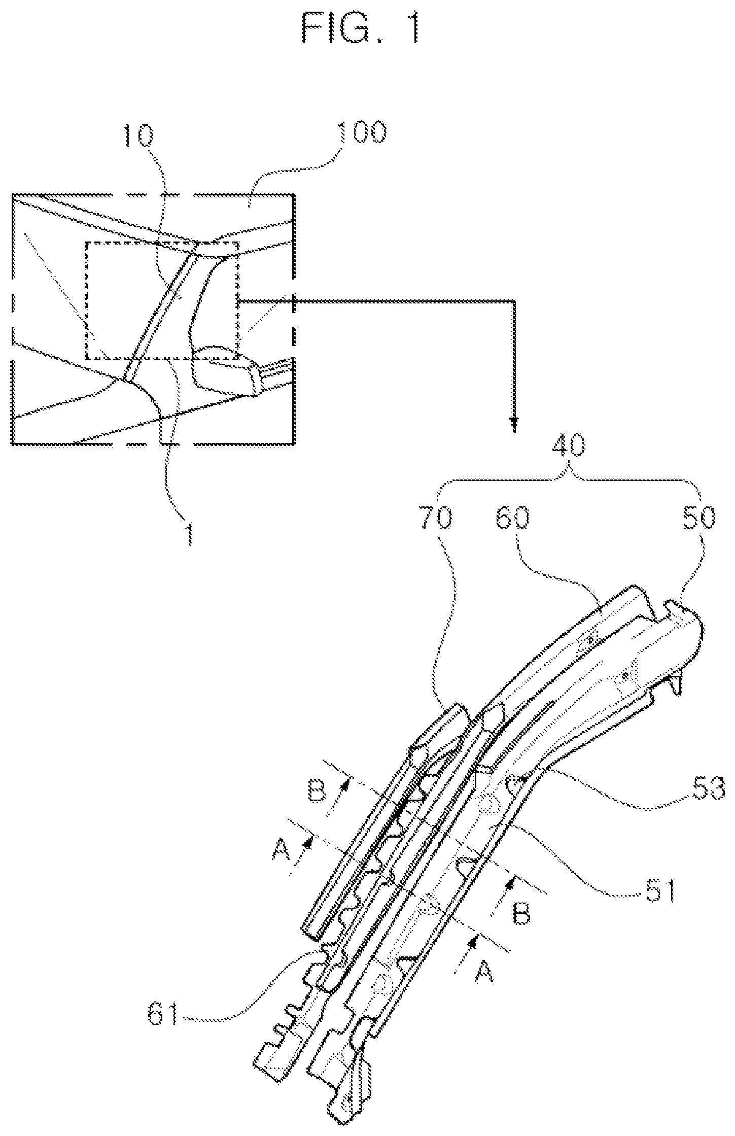 Patent US12552462 — Vehicle A-pillar garnish structure having no clip escape hole — Figure 1