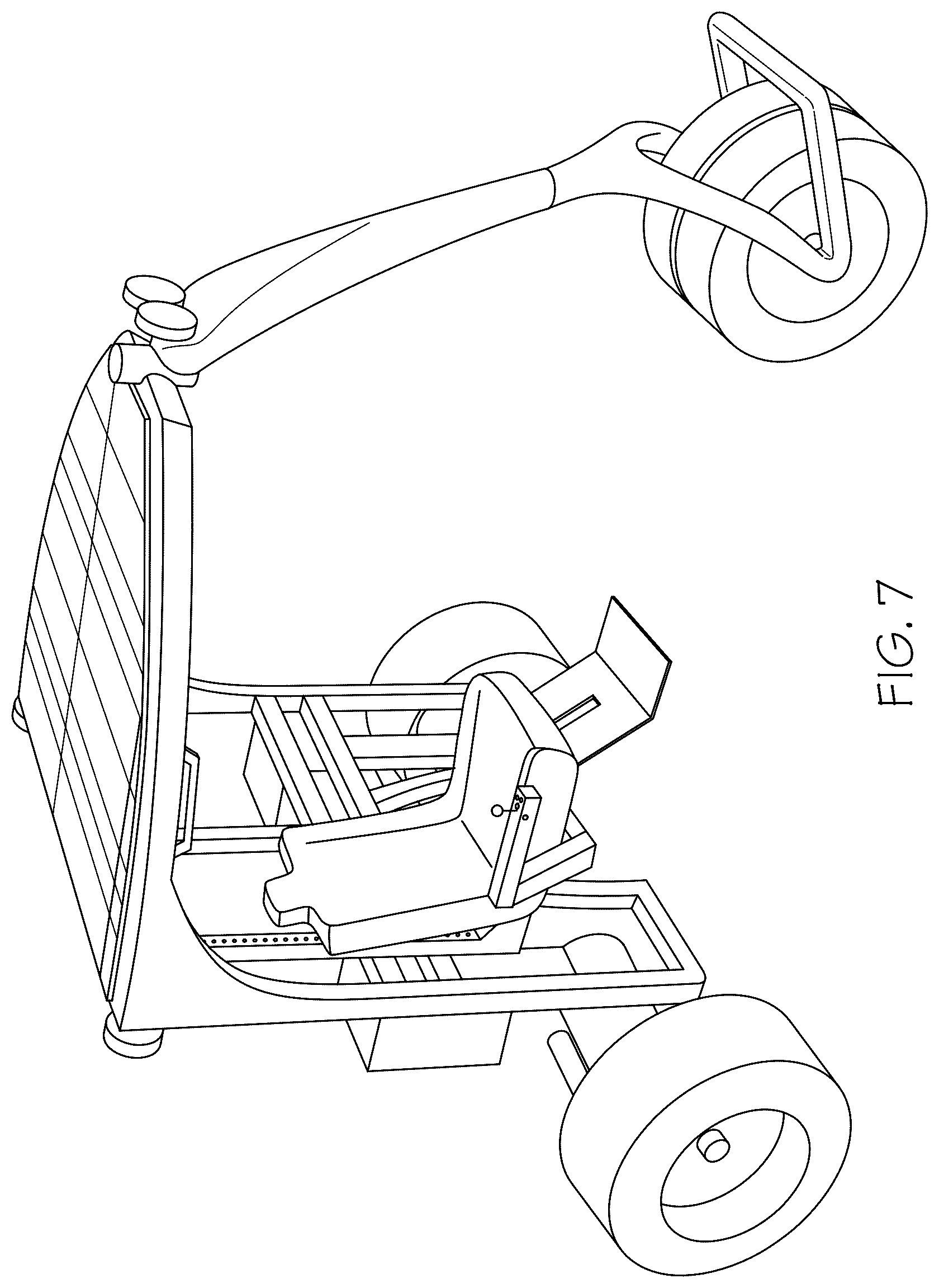 Patent US12552477 Figure 7 – Electric vehicle with moveable operator's chair