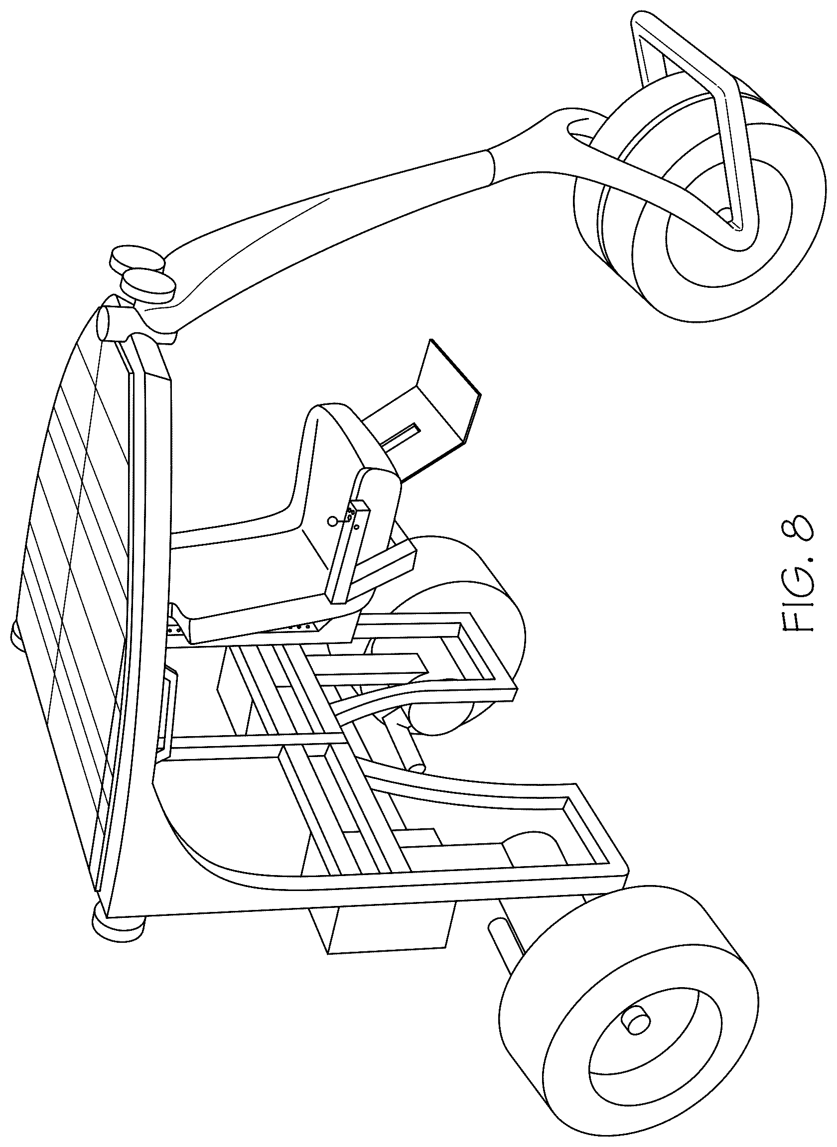 Patent US12552477 Figure 8 – Electric vehicle with moveable operator's chair