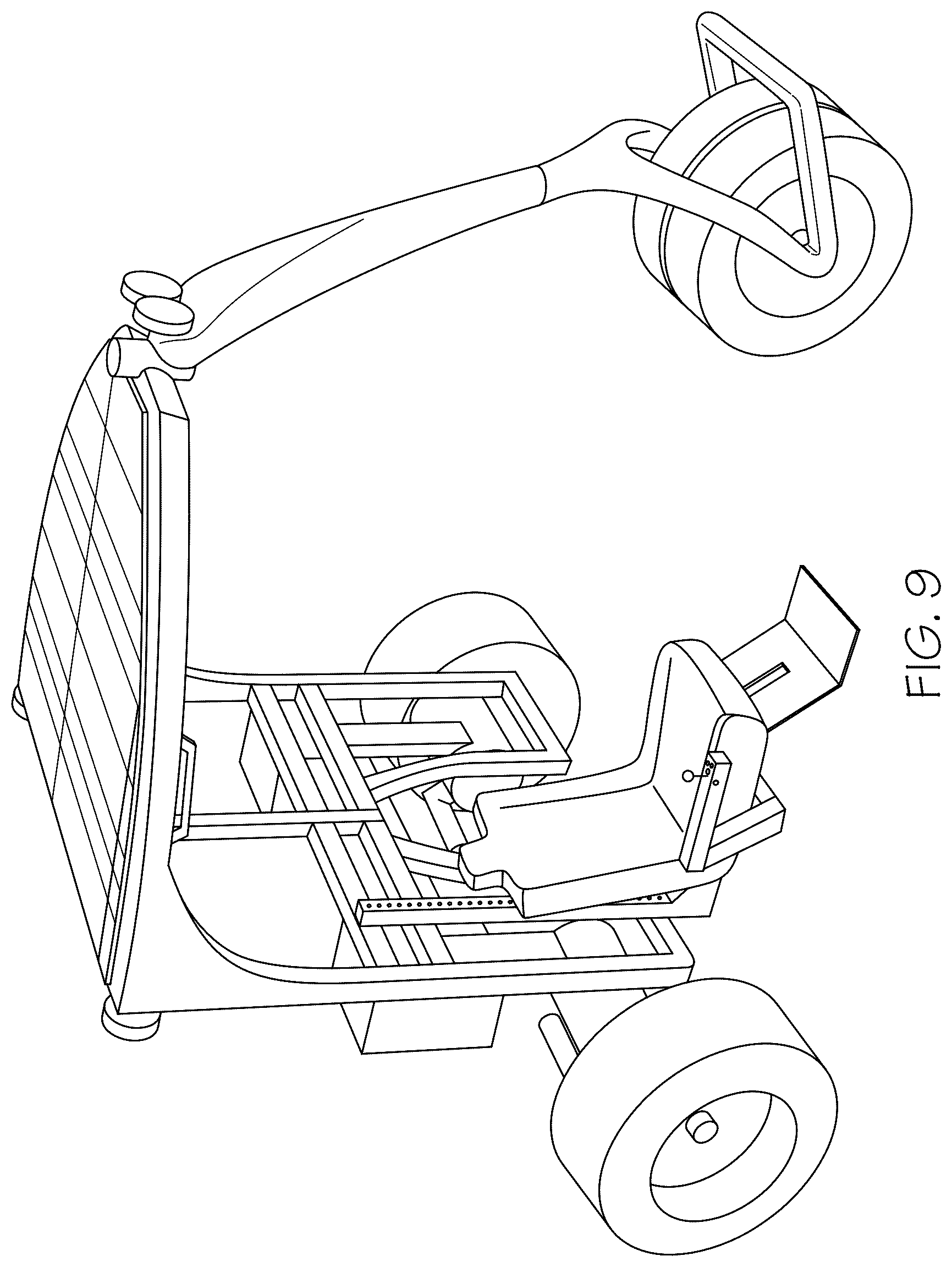 Patent US12552477 Figure 9 – Electric vehicle with moveable operator's chair