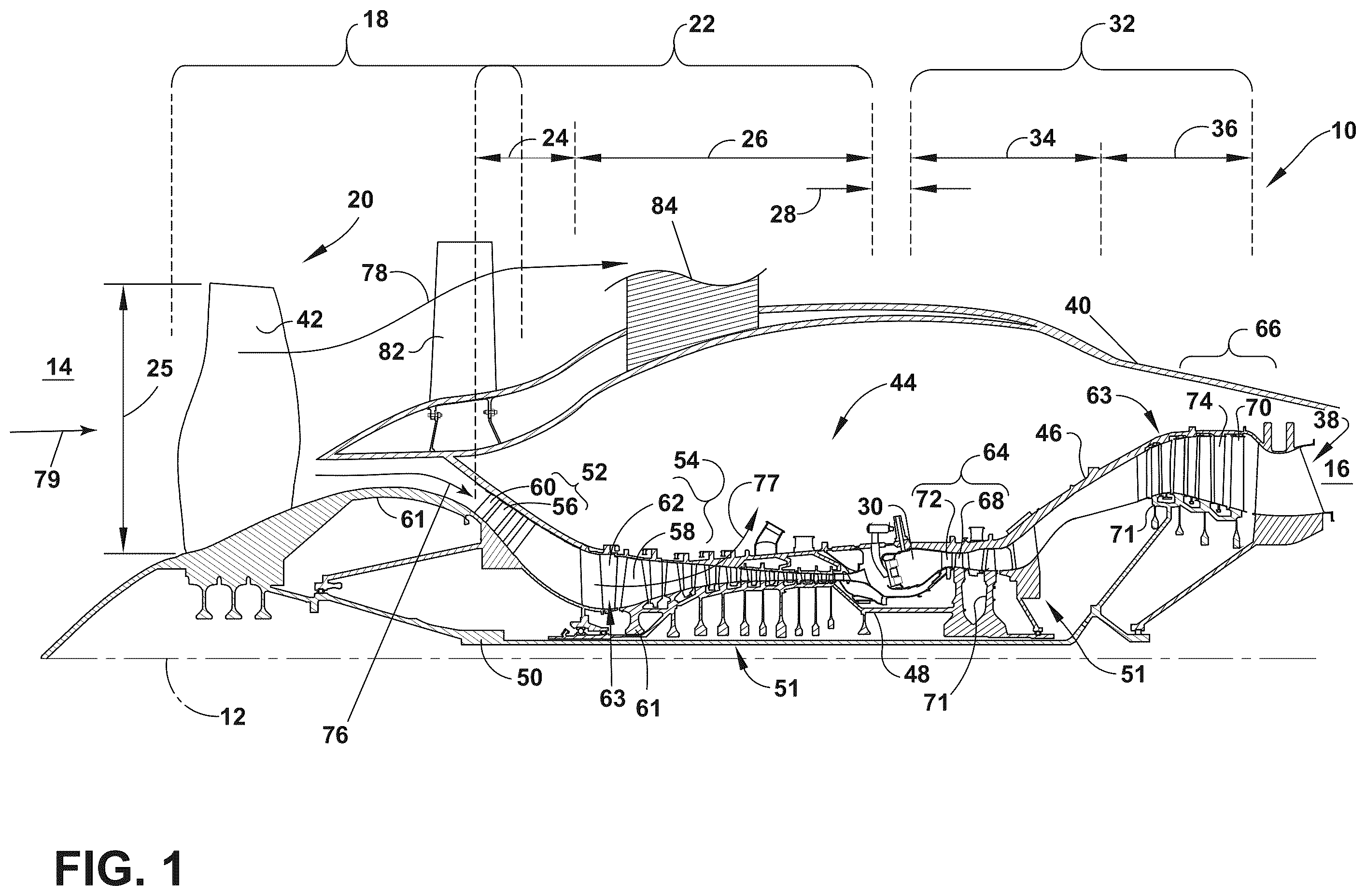 Patent US12552514 — Aircraft with a fuselage accommodating an unducted turbine engine — Figure 1