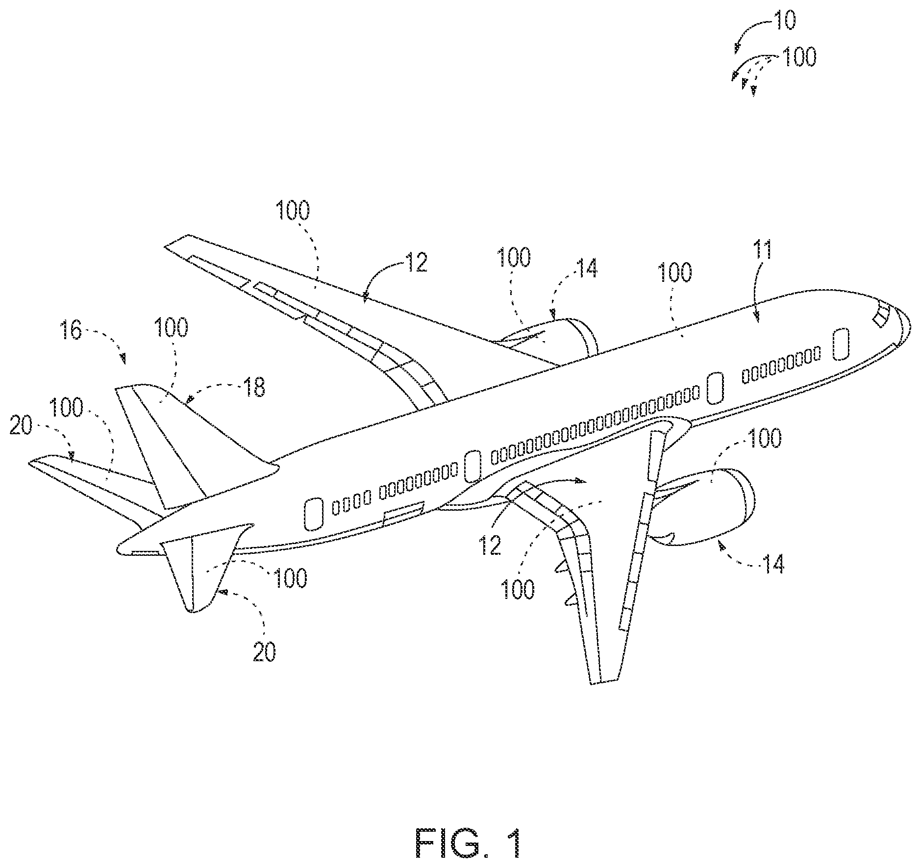 Patent US12552515 Figure 1 – Aerospace component joints for aircraft and related methods