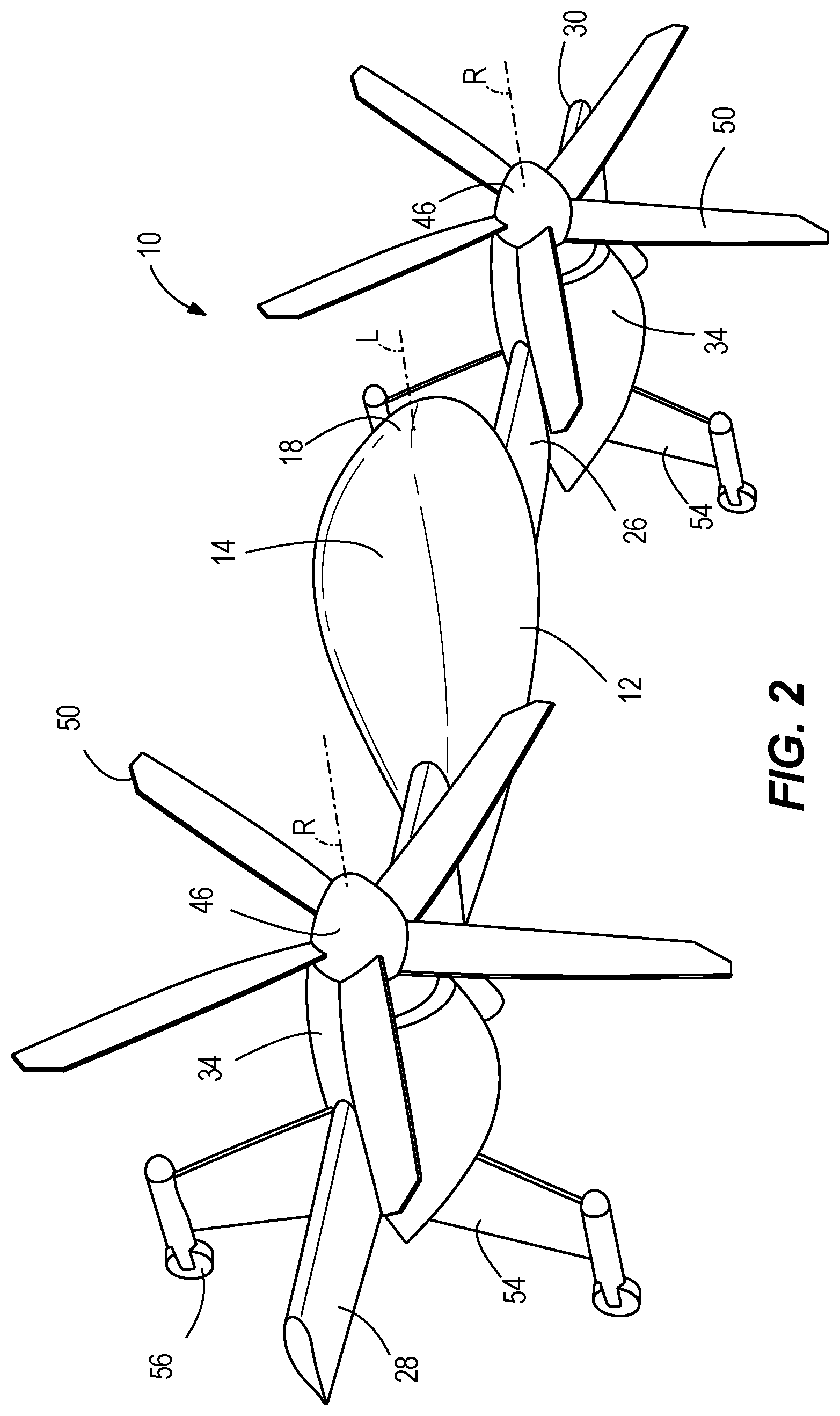 Patent US12552526 Figure 2 – Rotor control for a convertible aircraft