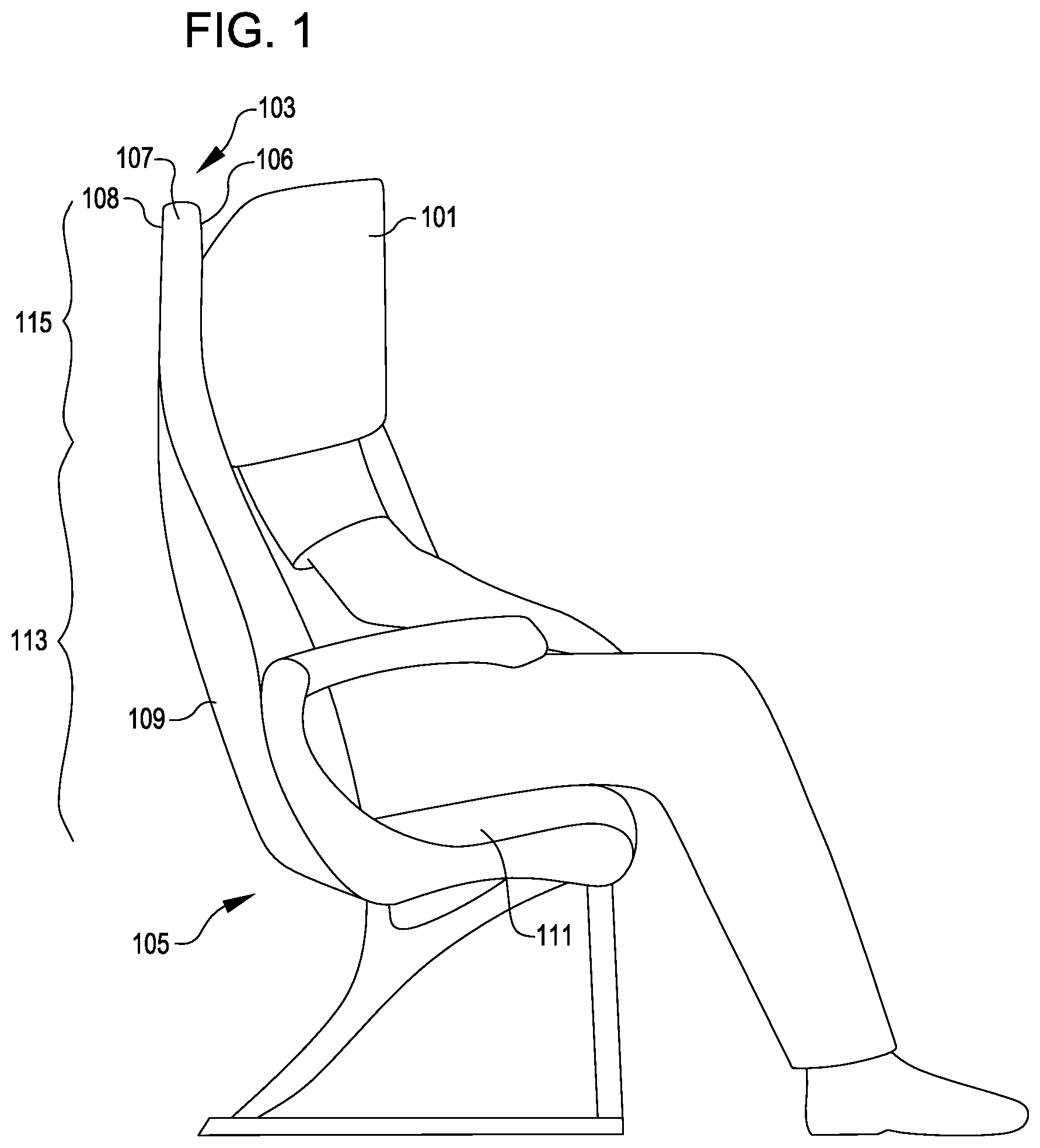 Patent US12552537 — Passenger seat folding privacy shield — Figure 1
