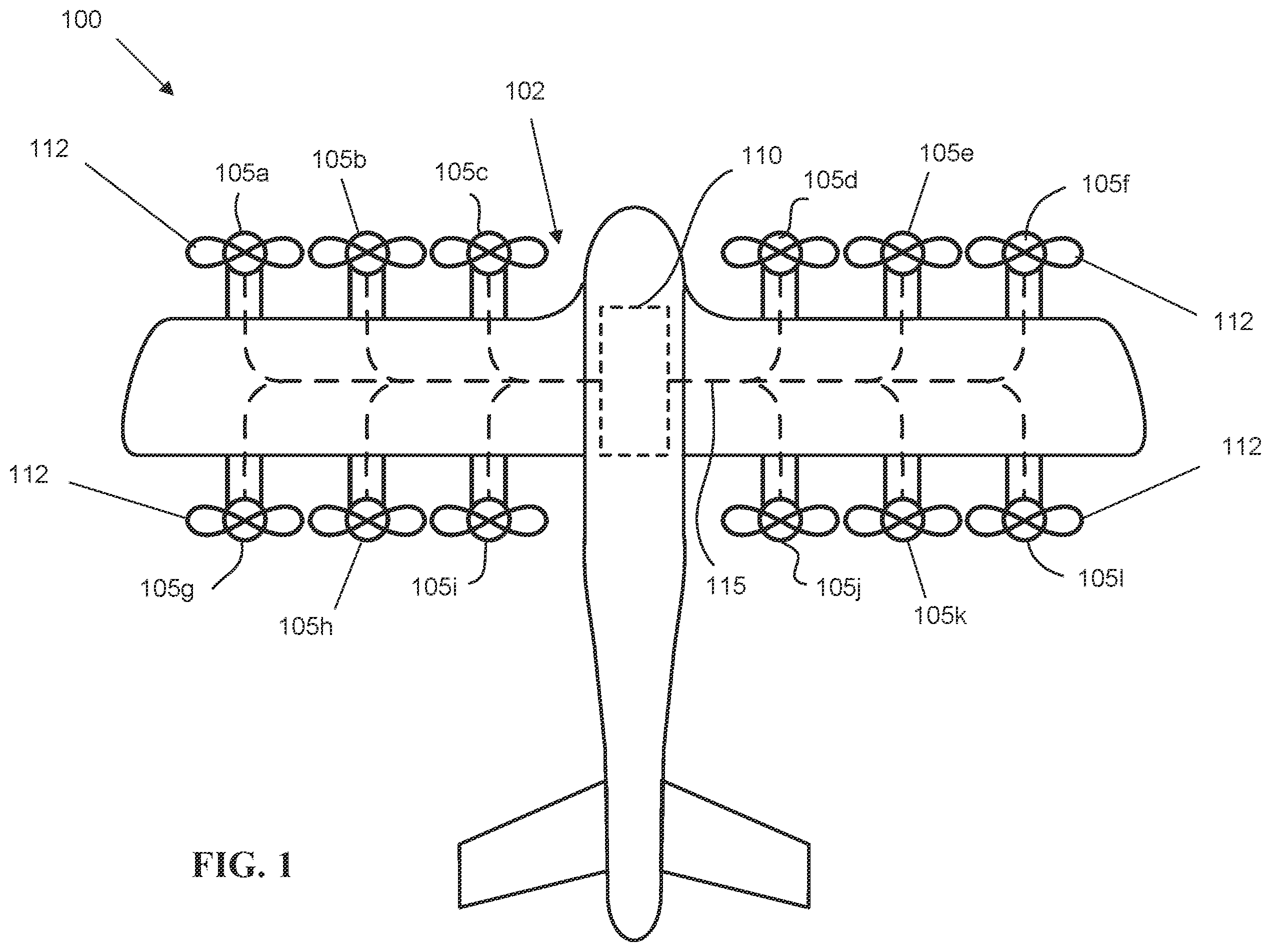 Patent US12552543 — Emergency energy reserve solution for battery electrified aircraft — Figure 1