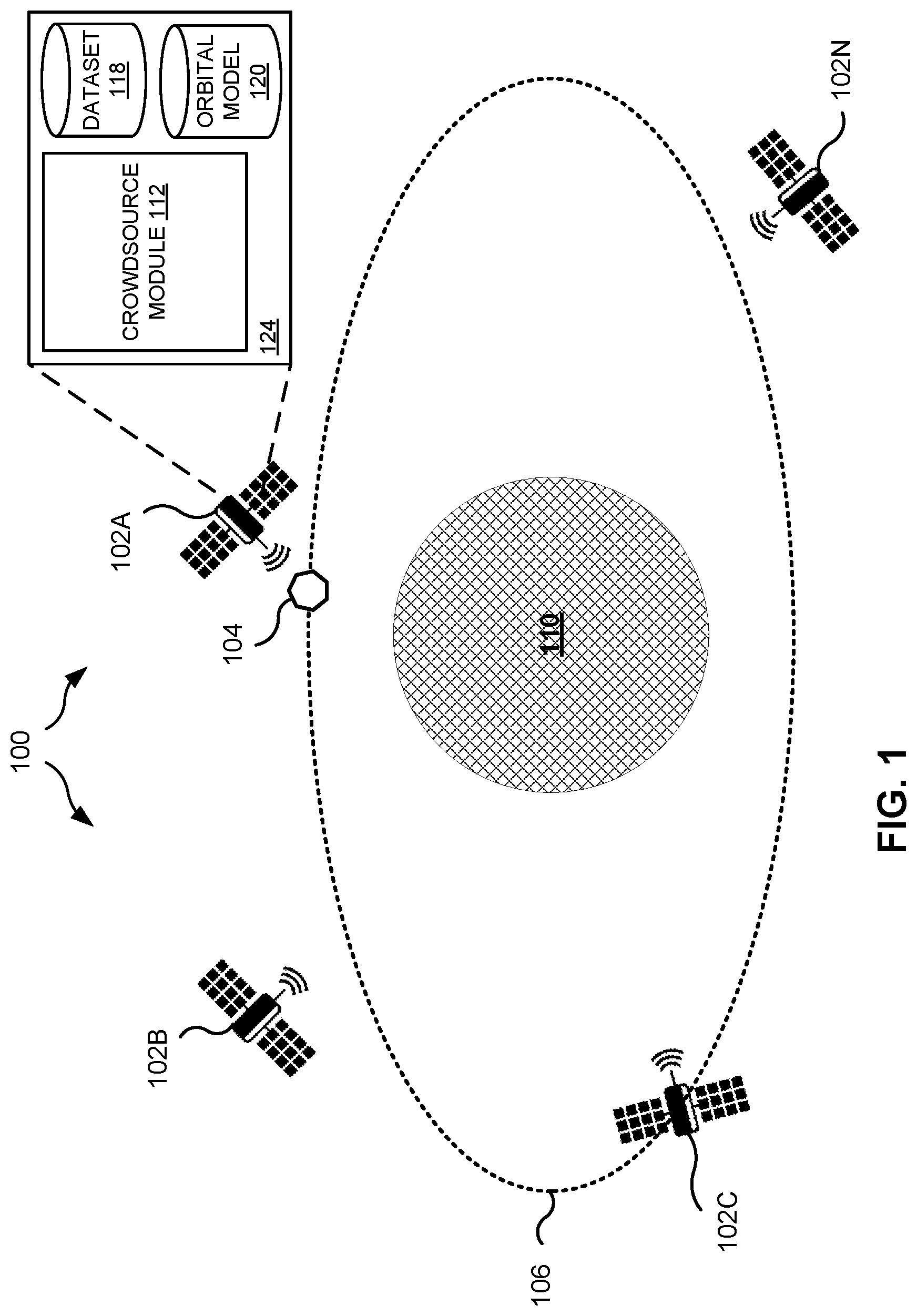 Patent US12552553 — Crowdsource satellite network — Figure 1