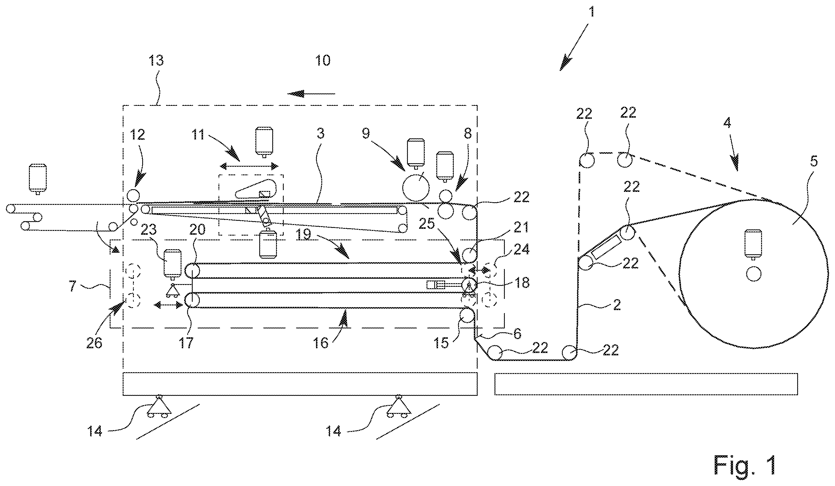 Patent US12552628 — Apparatus for cutting a material web into individual sheets with a web storage — Figure 1