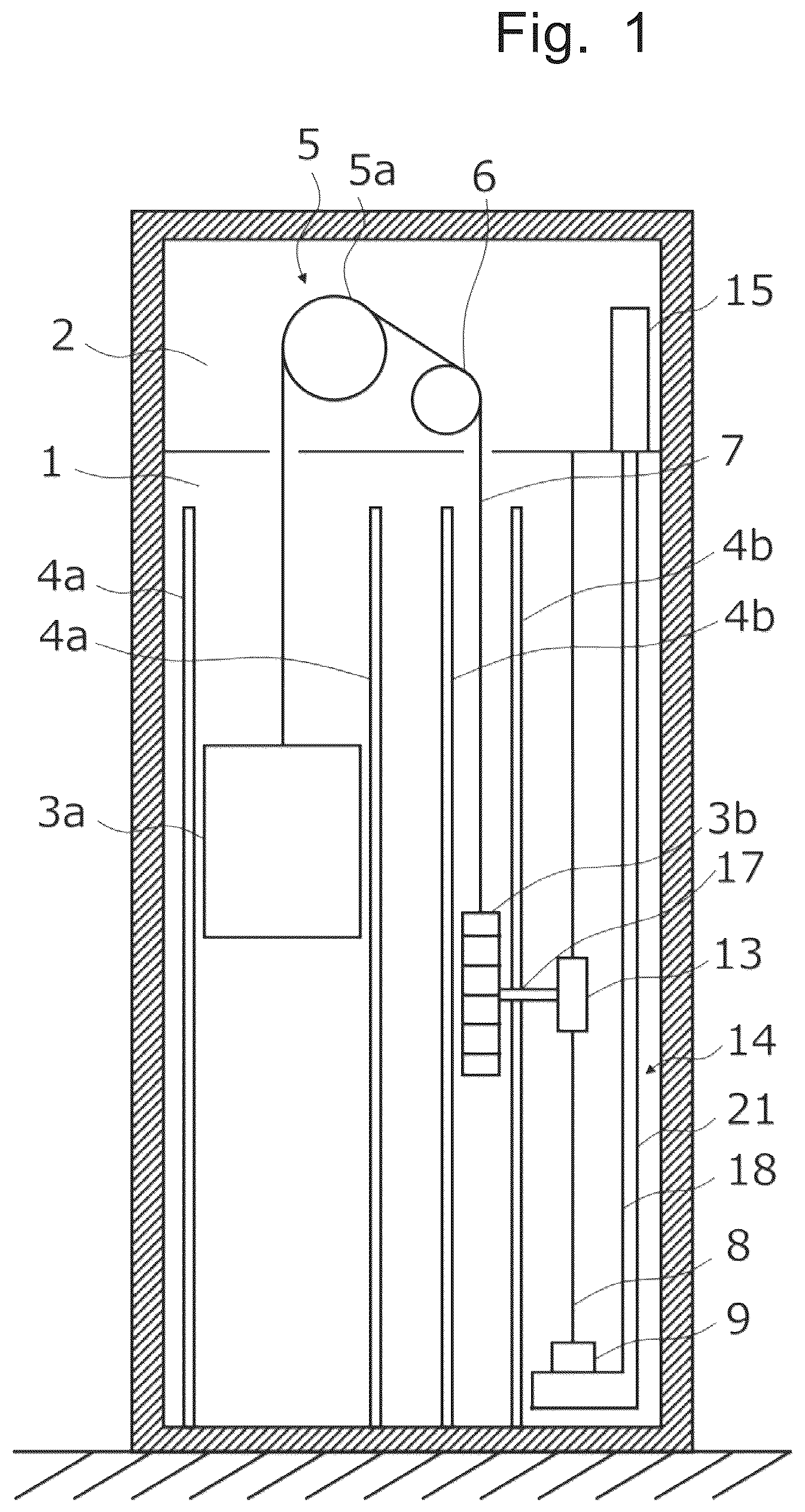 Patent US12552638 Figure 1 – Elevating body derailment detection device
